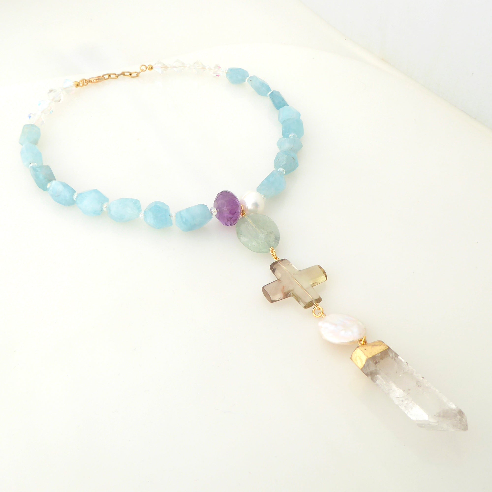 Aquamarine multistone necklace by Jenny Dayco 2