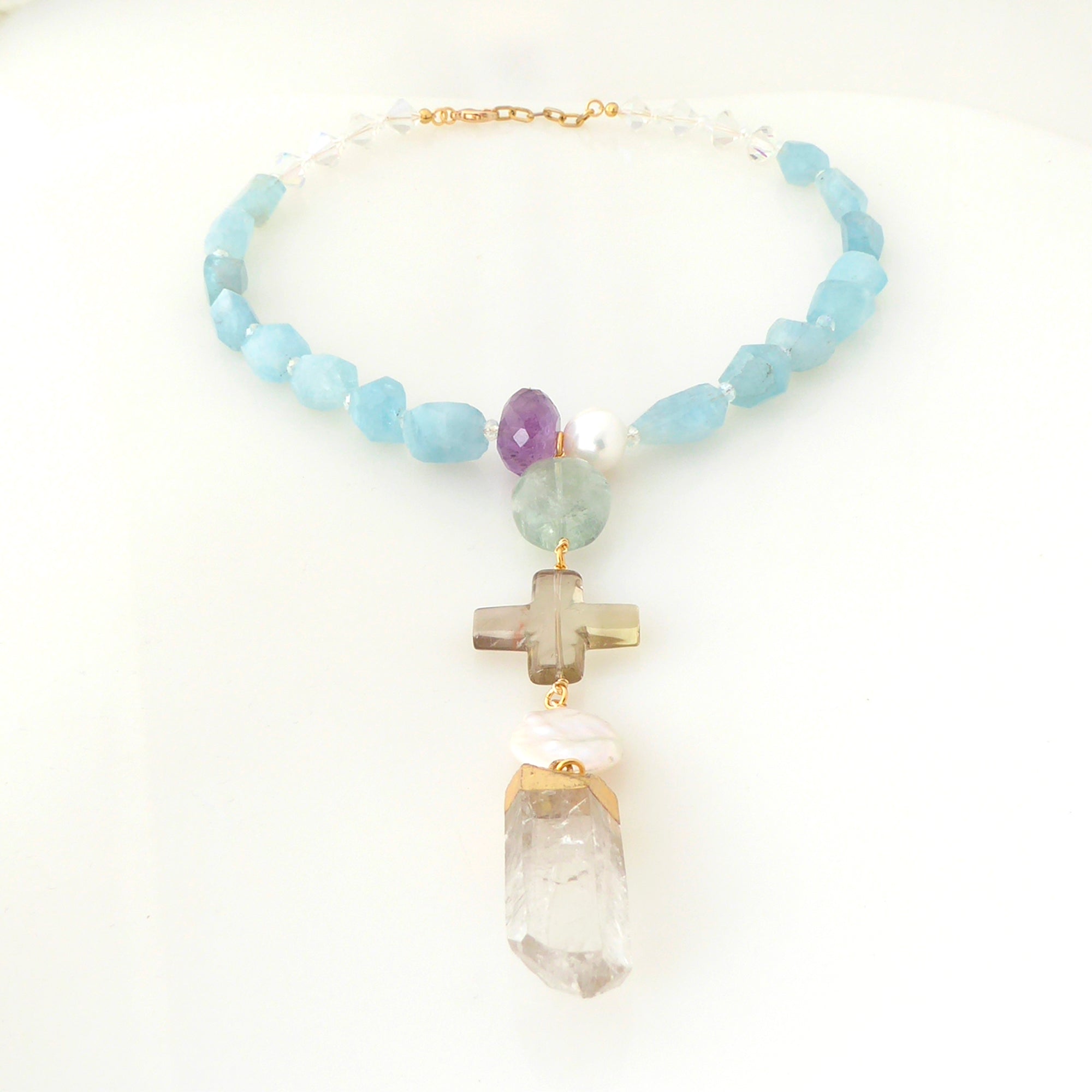 Aquamarine multistone necklace by Jenny Dayco 3