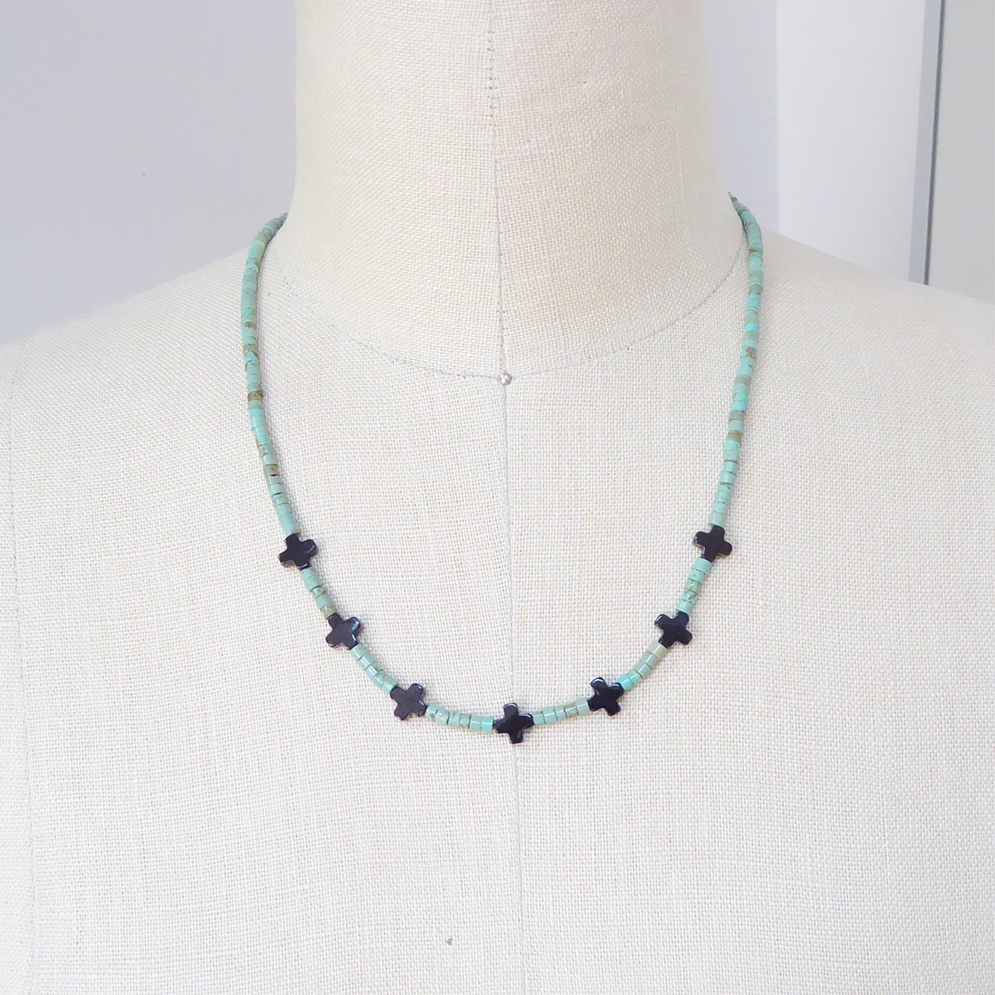 Black mini cross necklace by Jenny Dayco 7