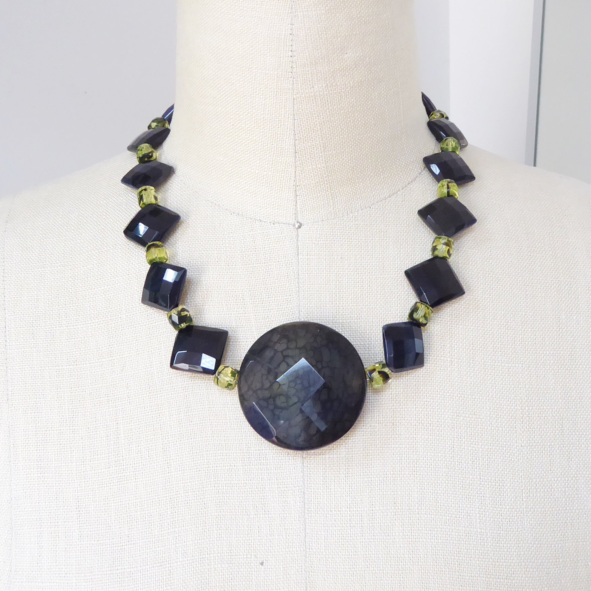 Black onyx diamond collar necklace by Jenny Dayco 7