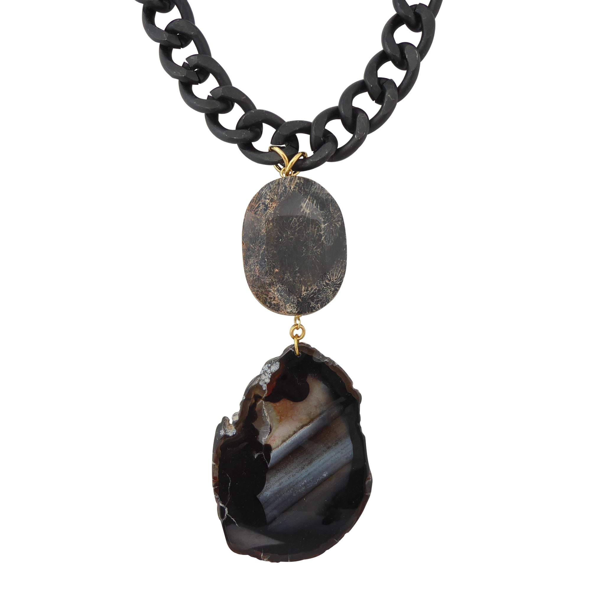 Black agate pendant necklace by Jenny Dayco 1