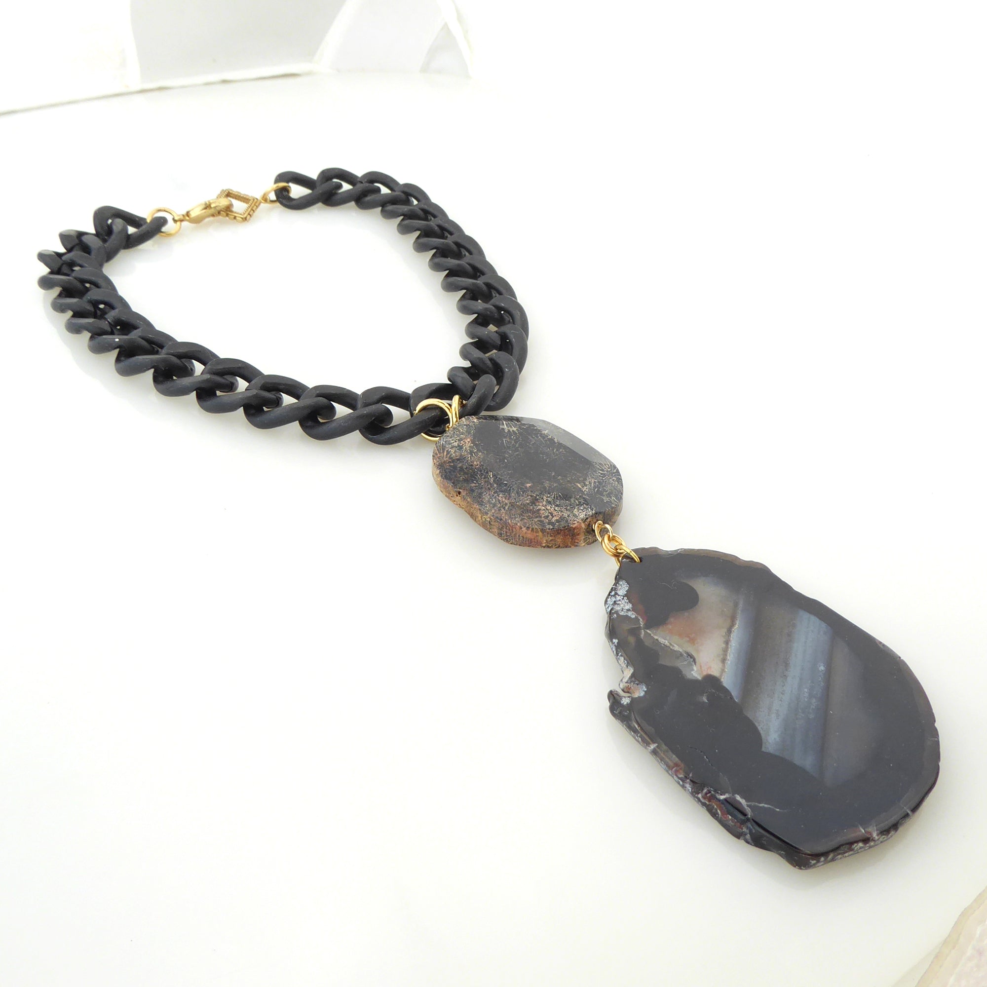 Black agate pendant necklace by Jenny Dayco 2