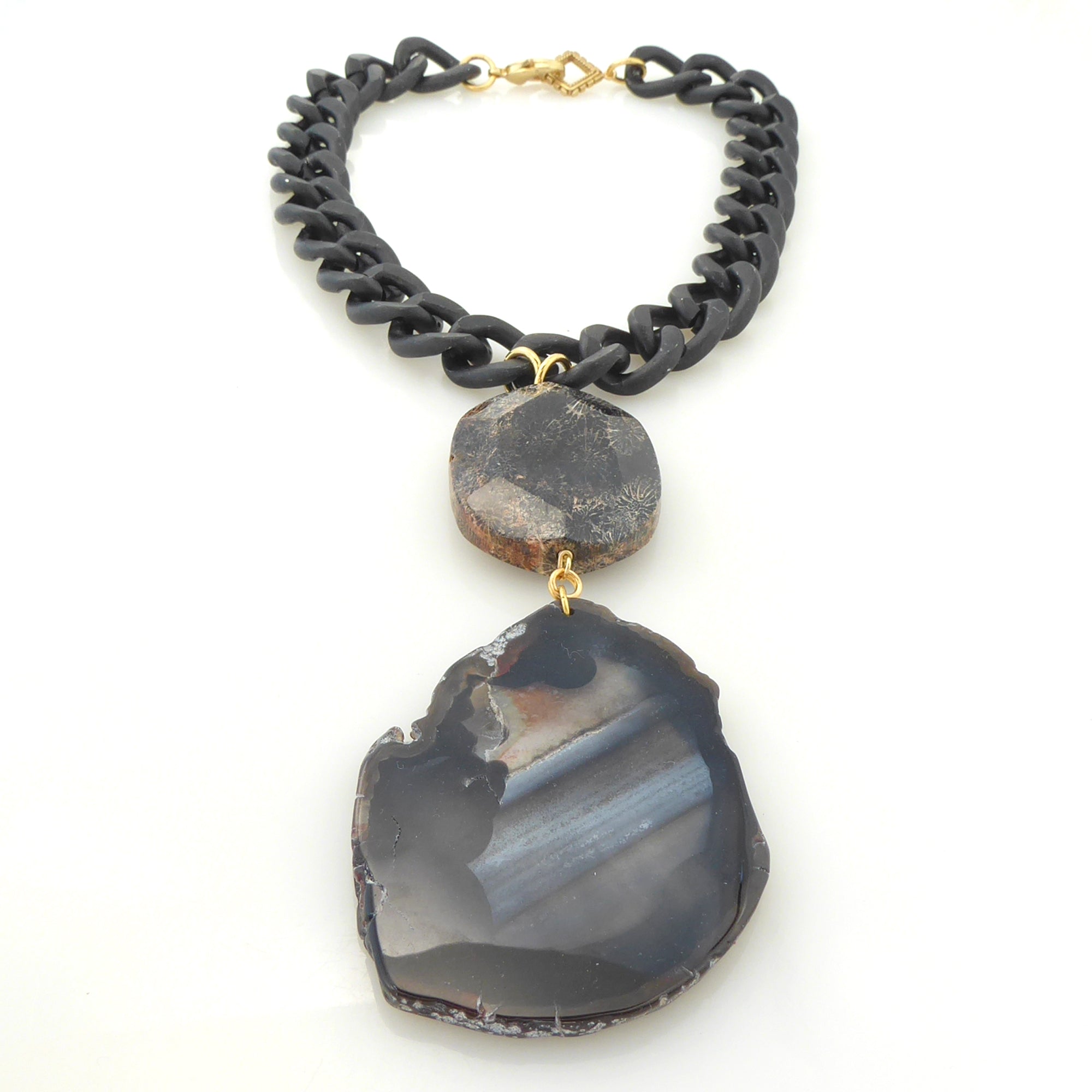 Black agate pendant necklace by Jenny Dayco 3