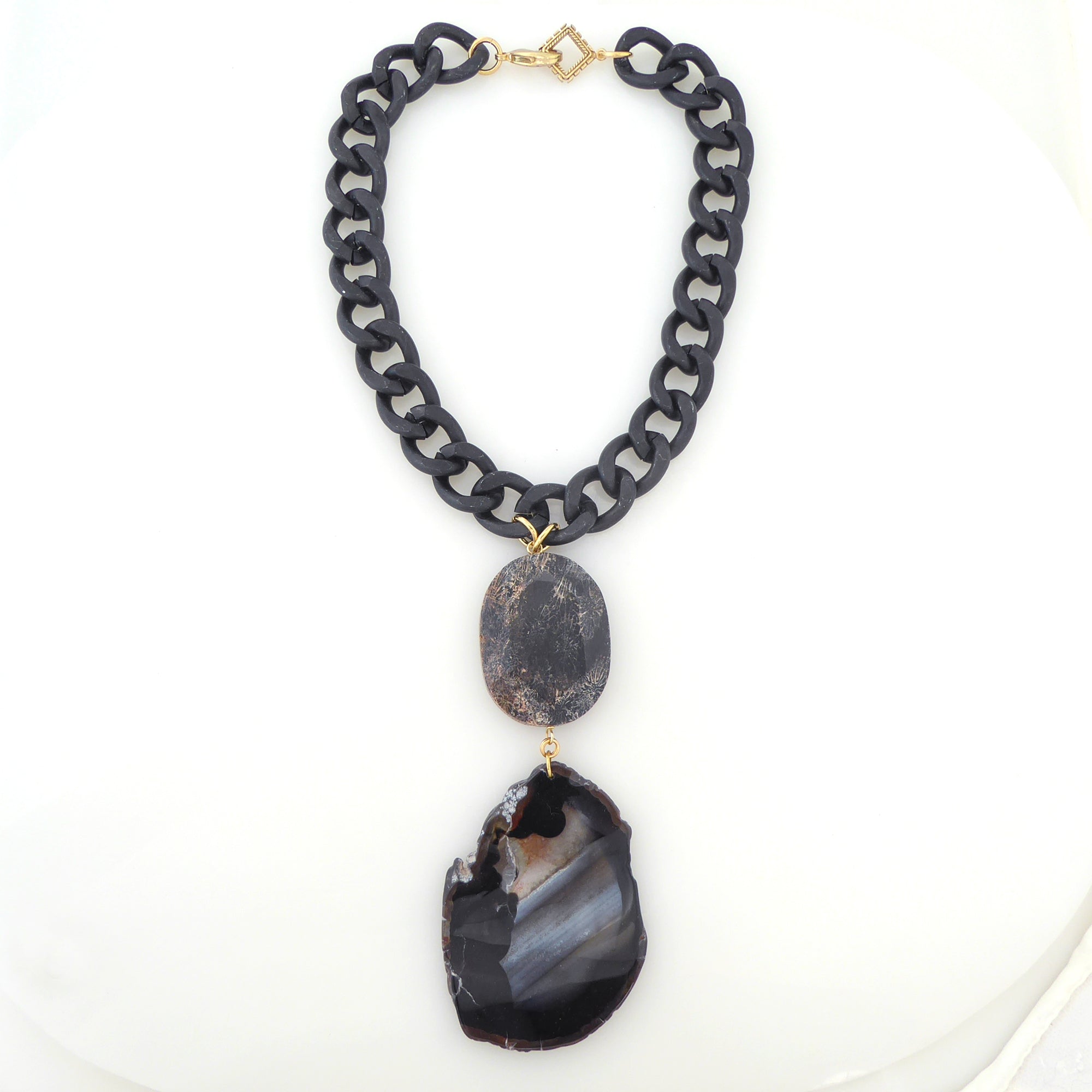 Black agate pendant necklace by Jenny Dayco 6