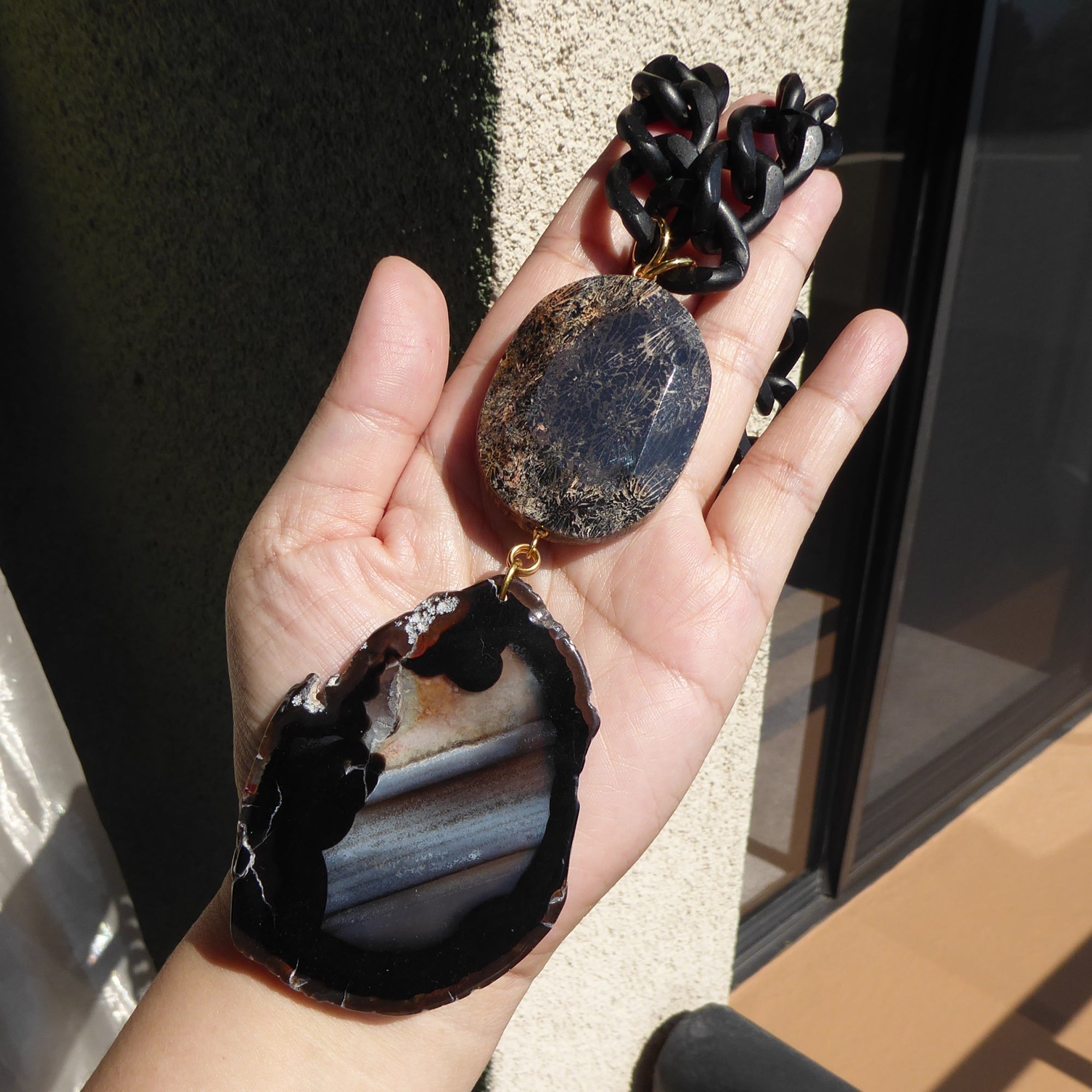 Black agate pendant necklace by Jenny Dayco 9