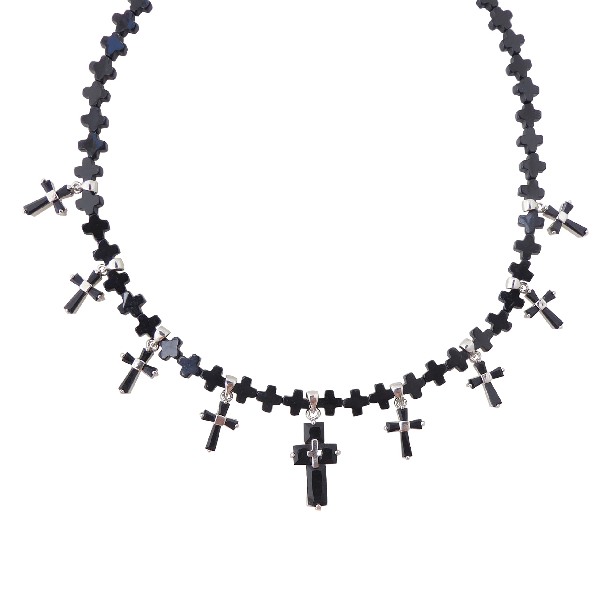 Black cubic zirconia and onyx cross necklace by Jenny Dayco 1