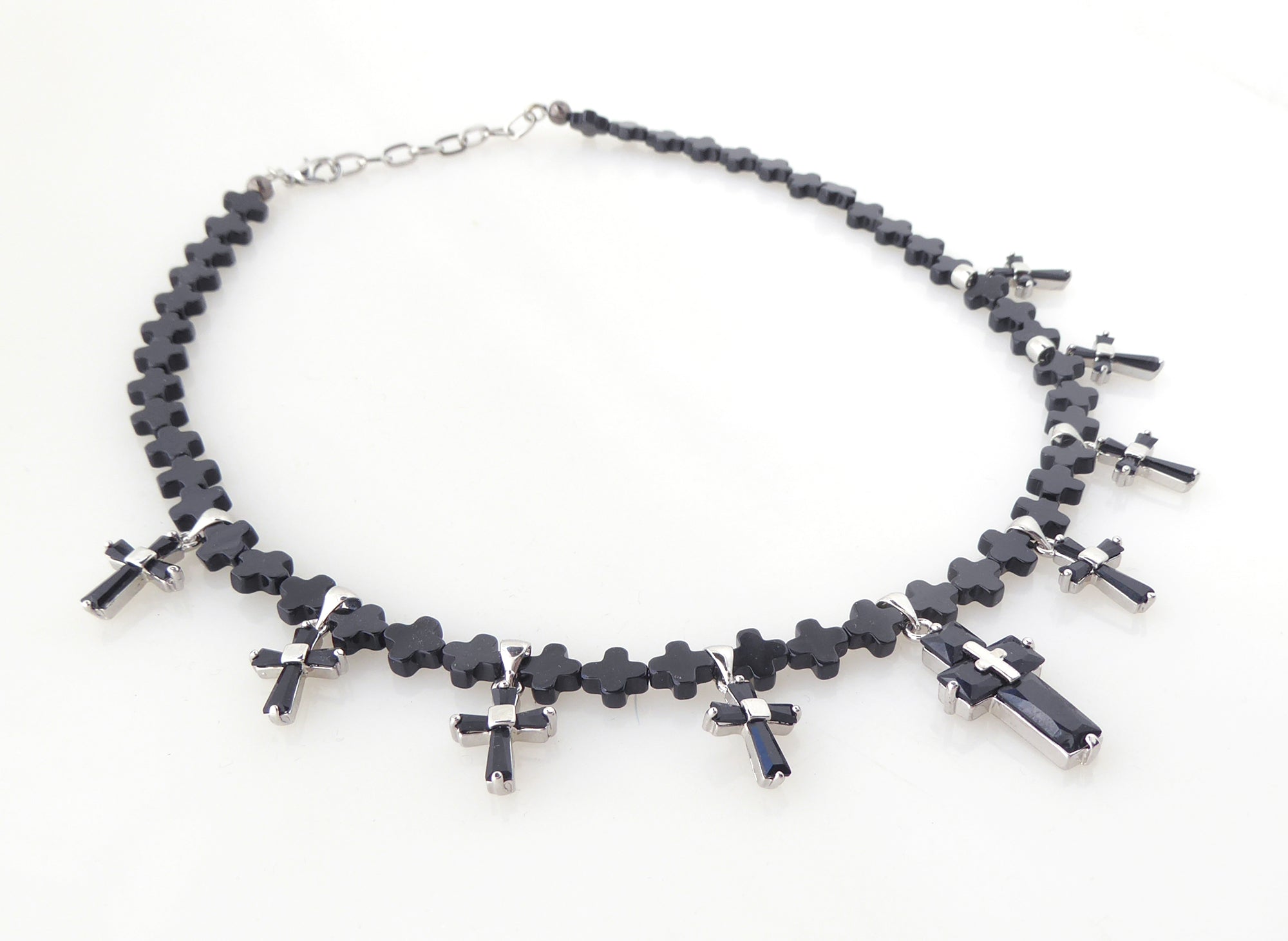 Black cubic zirconia and onyx cross necklace by Jenny Dayco 2