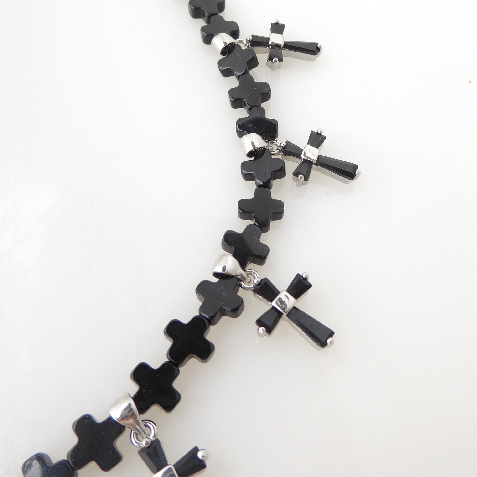 Black cubic zirconia and onyx cross necklace by Jenny Dayco 5