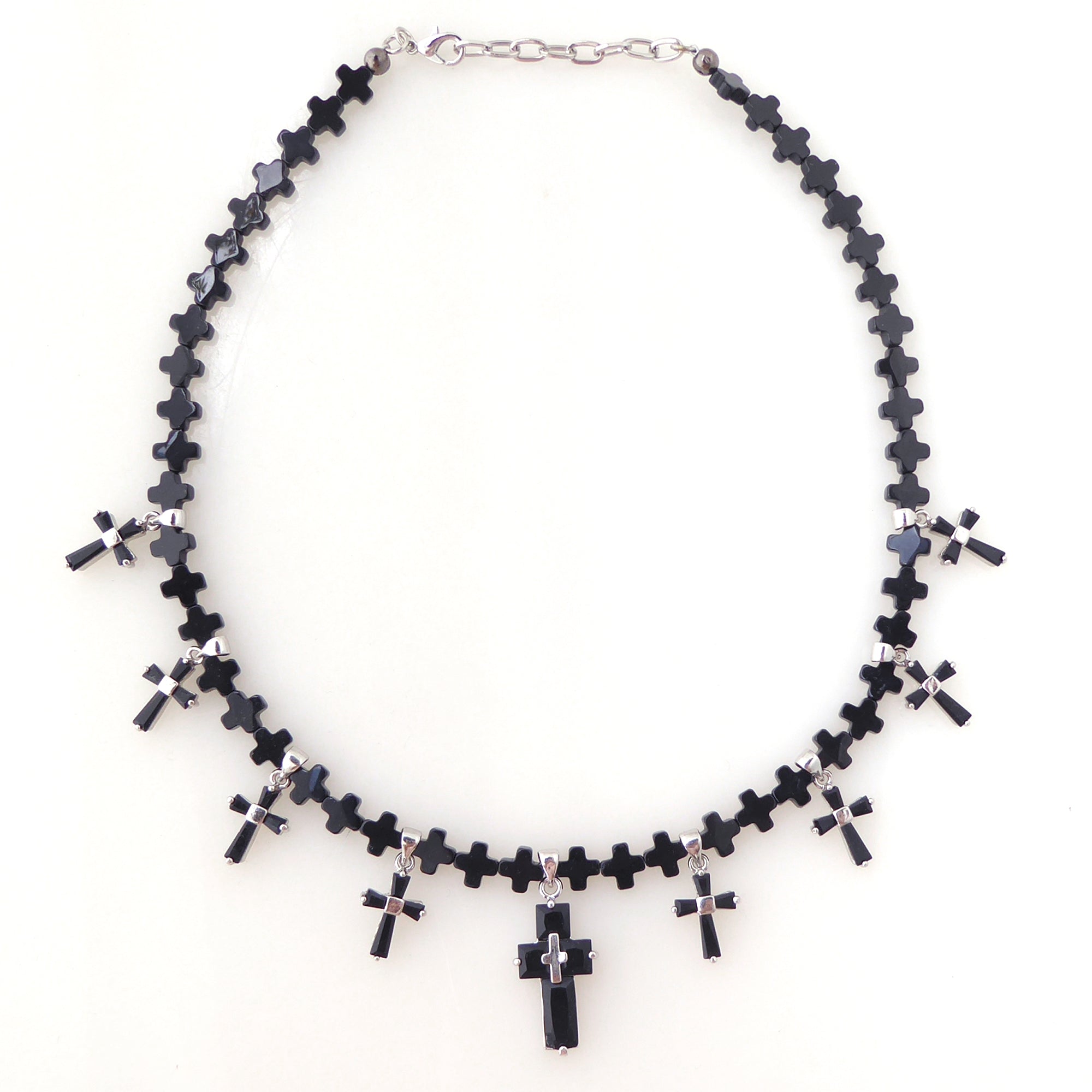 Black cubic zirconia and onyx cross necklace by Jenny Dayco 6