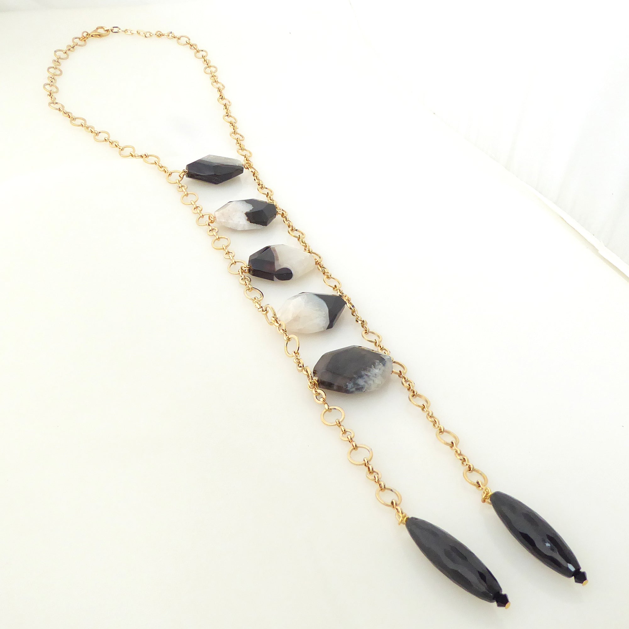 Black dyed agate column necklace by Jenny Dayco 2