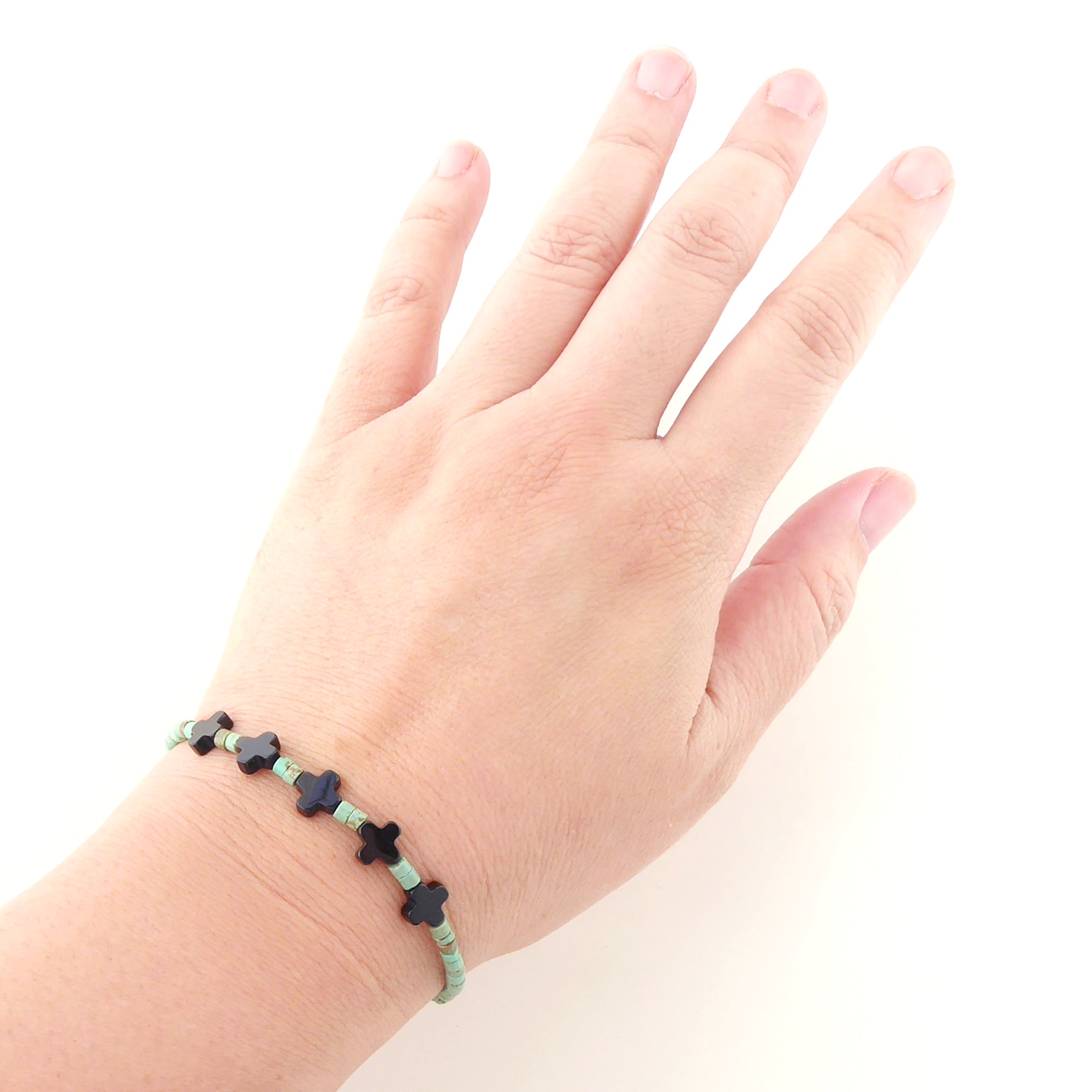Black mini cross bracelet