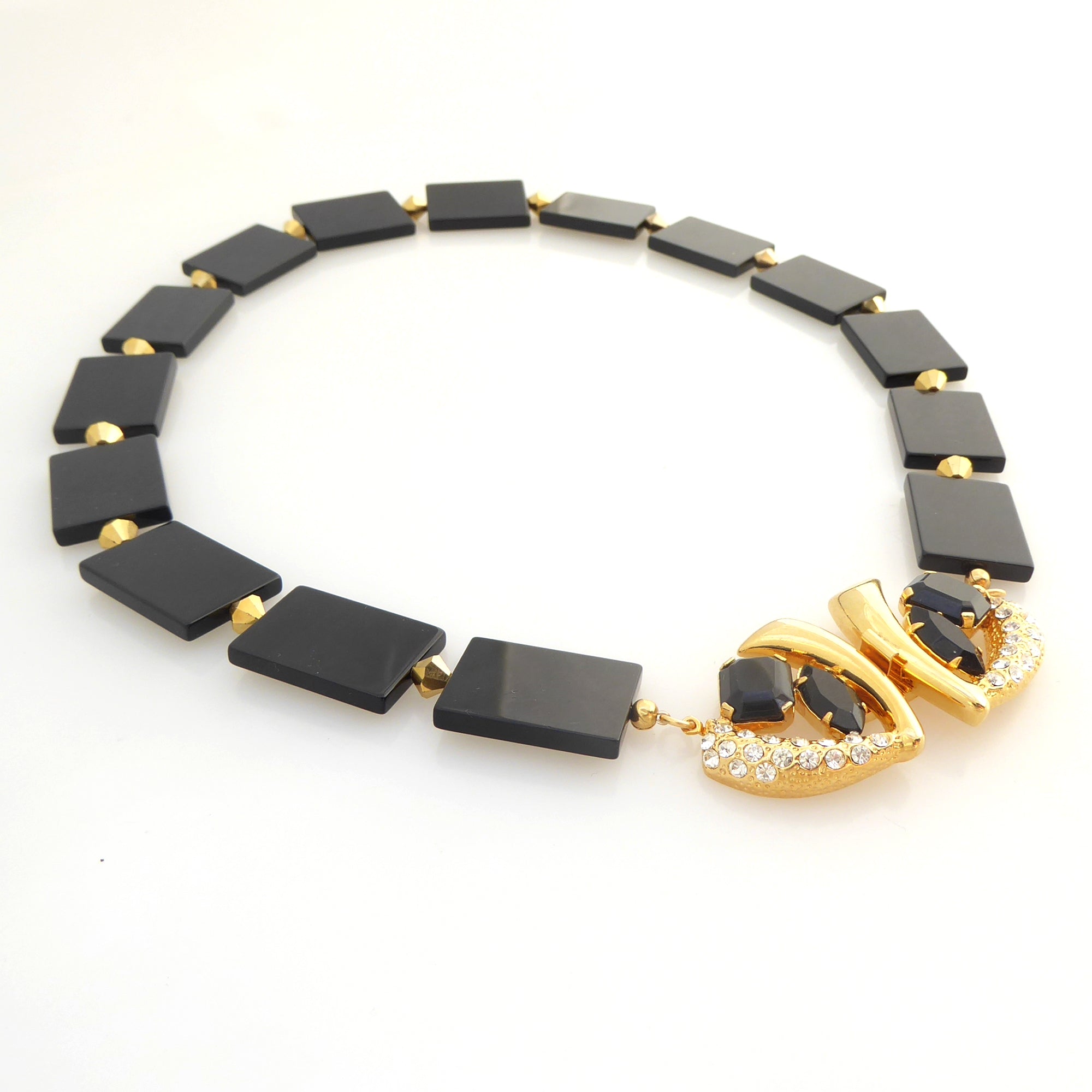 Black onyx golden collar necklace by Jenny Dayco 2