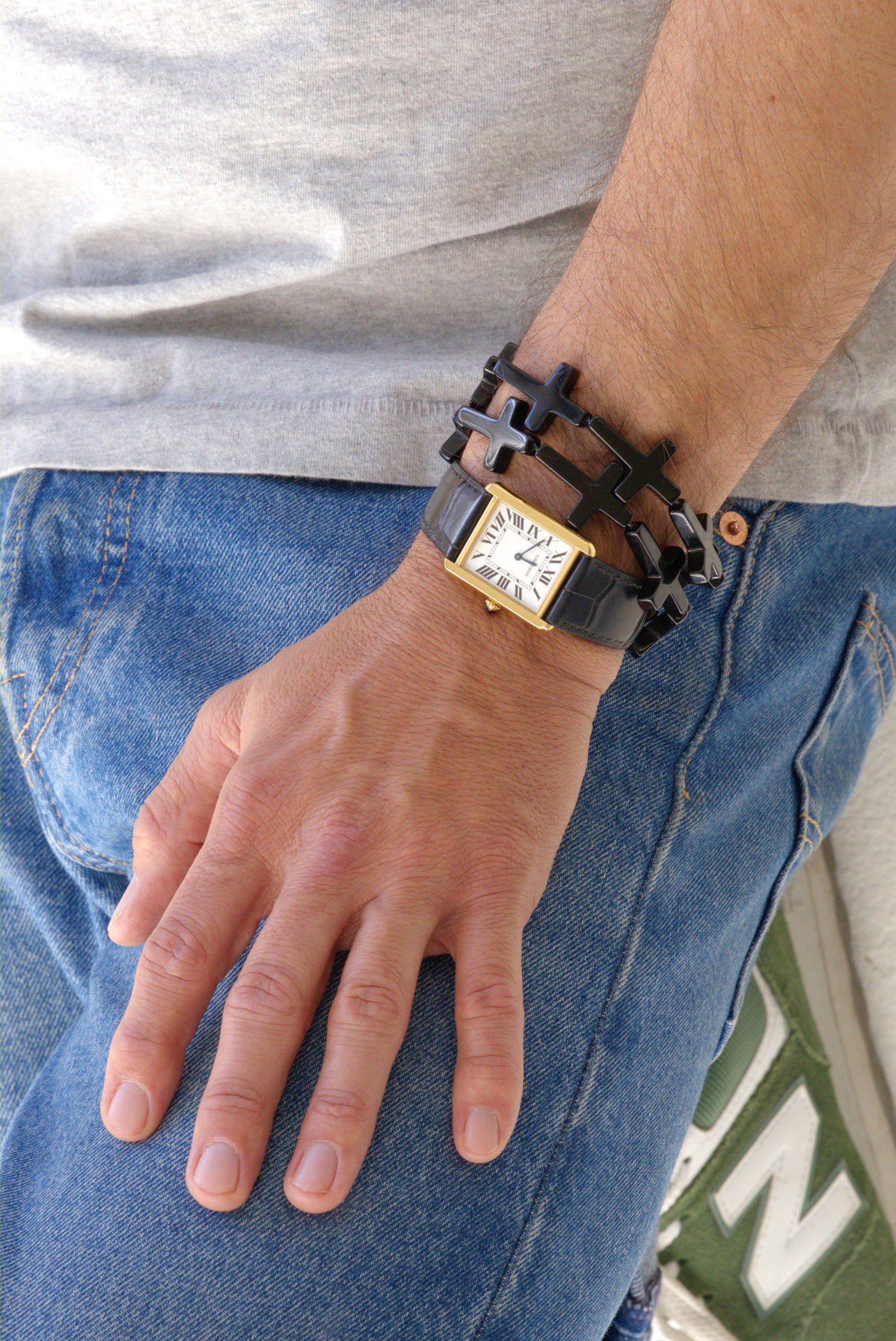 Black onyx large cross bracelet by Jenny Dayco 7