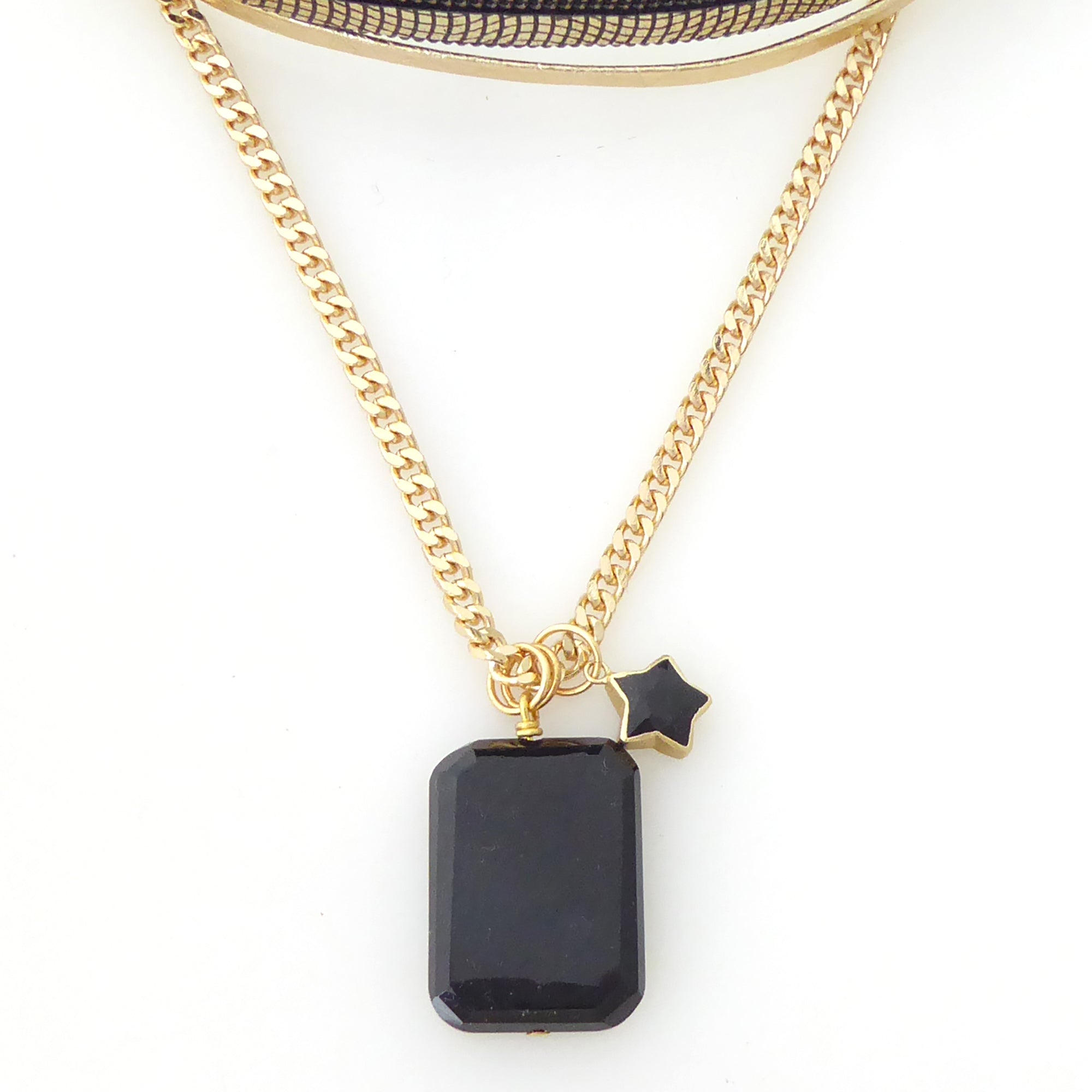 Black onyx layered choker necklace