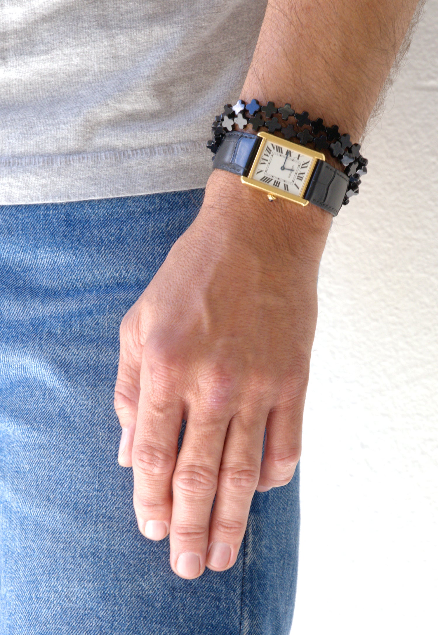 Black onyx mini cross bracelet by Jenny Dayco 7