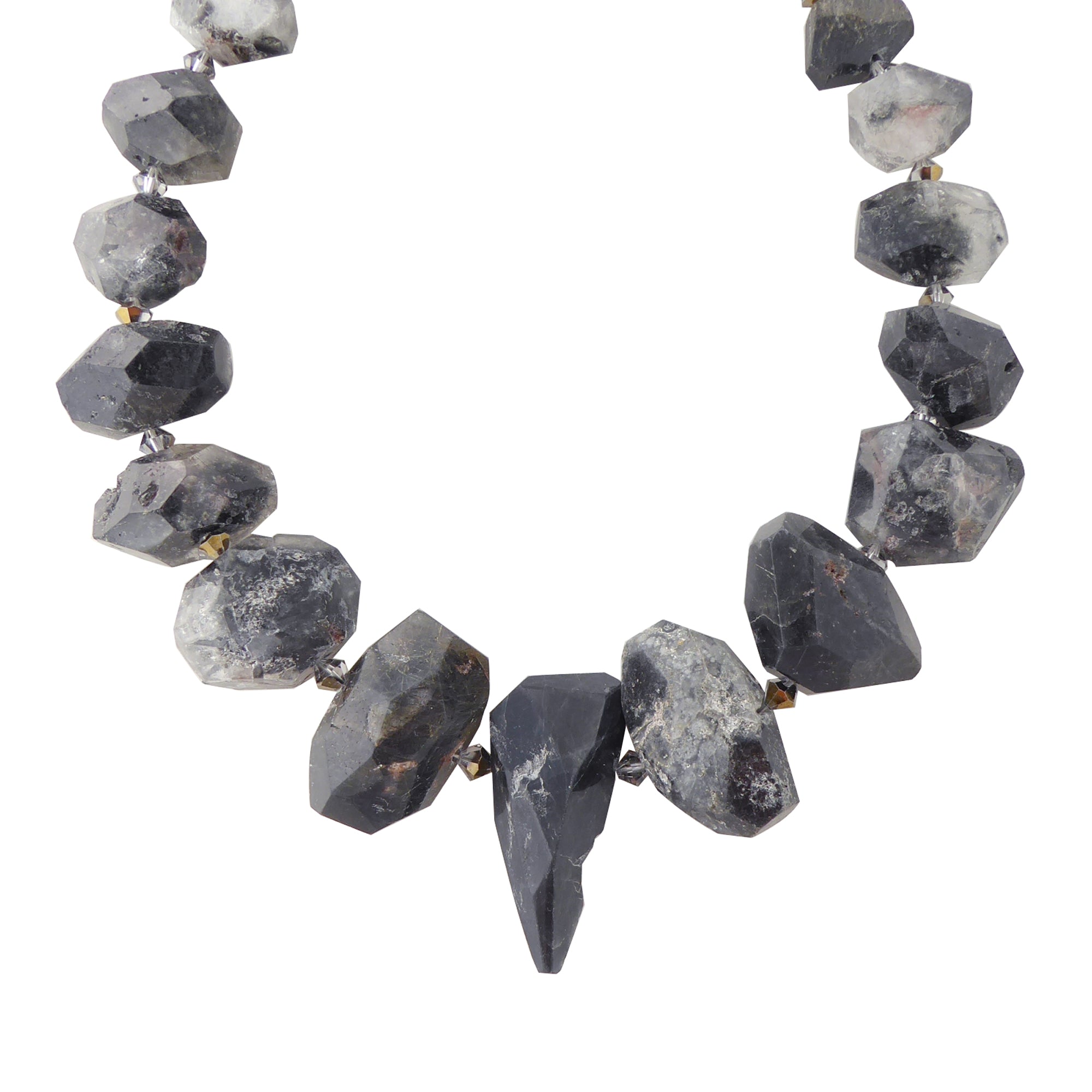 Black tourmalinated quartz collar necklace by Jenny Dayco 1