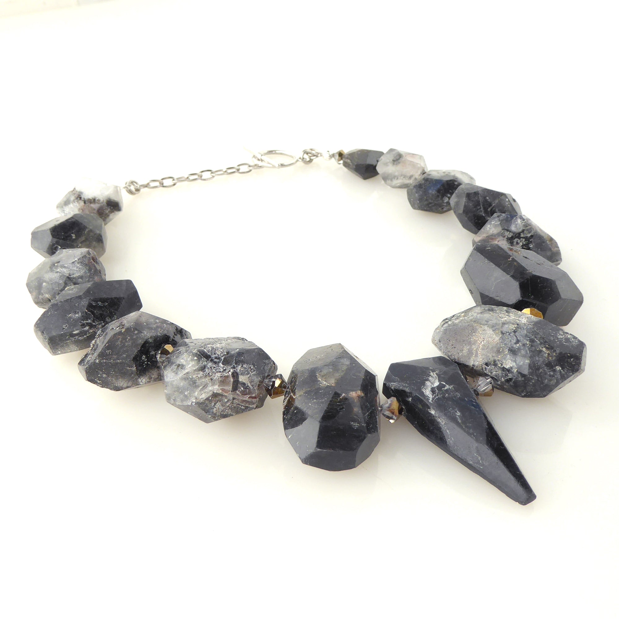 Black tourmalinated quartz collar necklace by Jenny Dayco 2