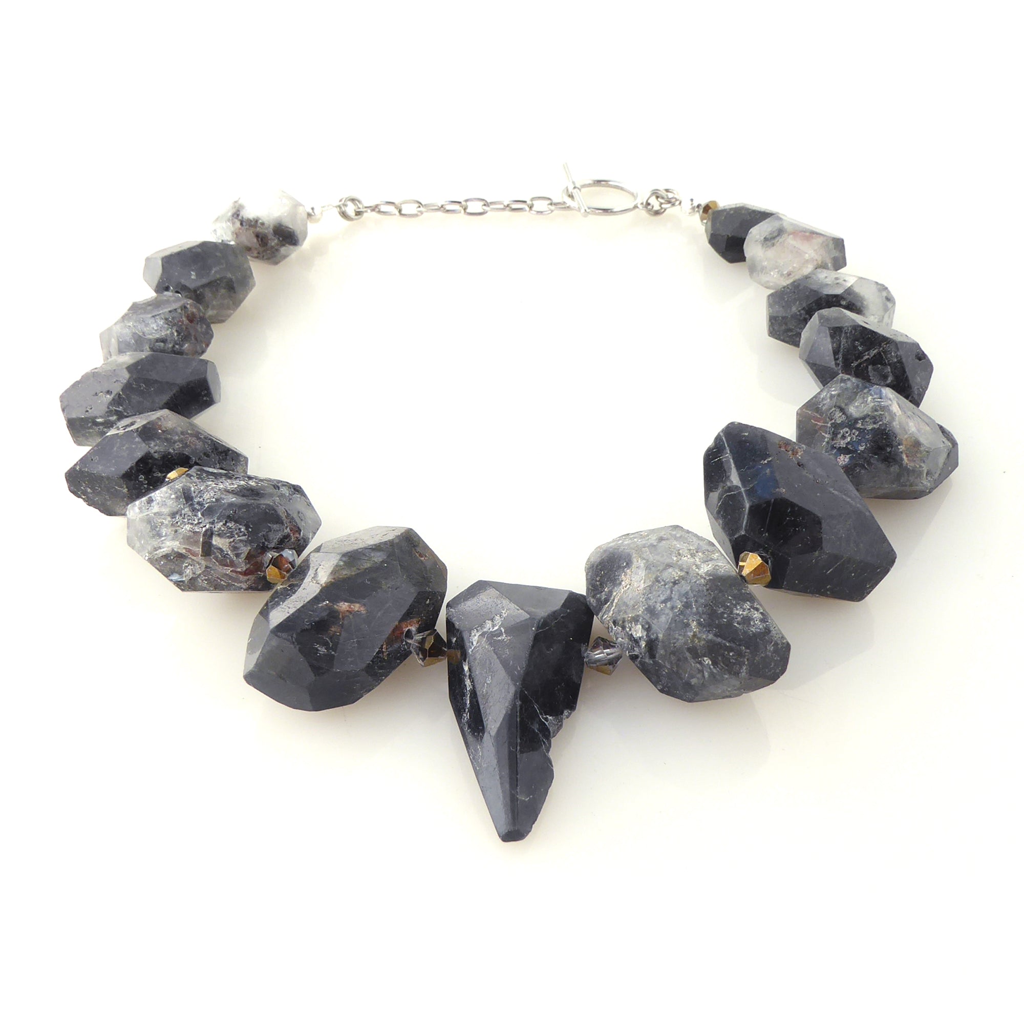 Black tourmalinated quartz collar necklace by Jenny Dayco 3