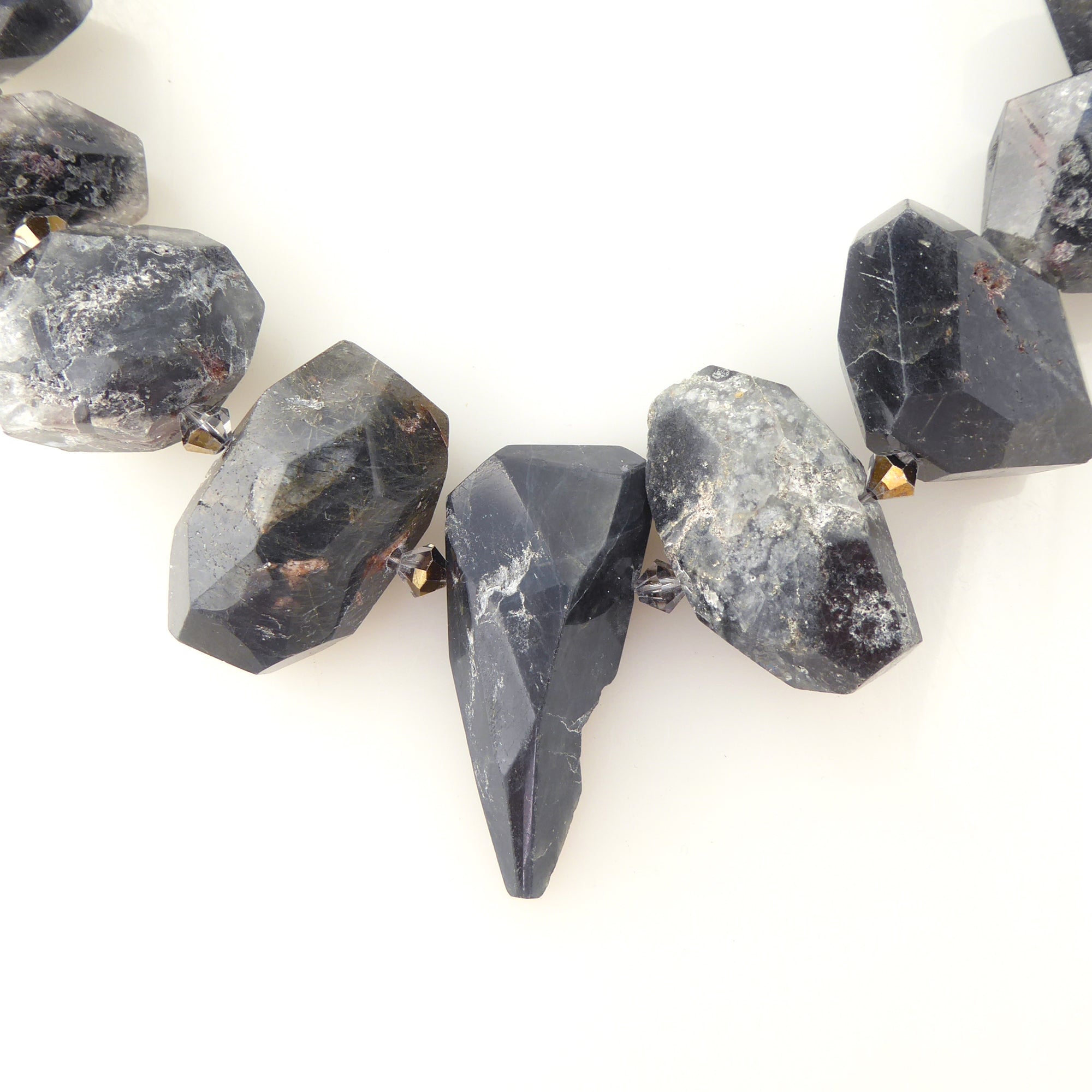 Black tourmalinated quartz collar necklace by Jenny Dayco 4