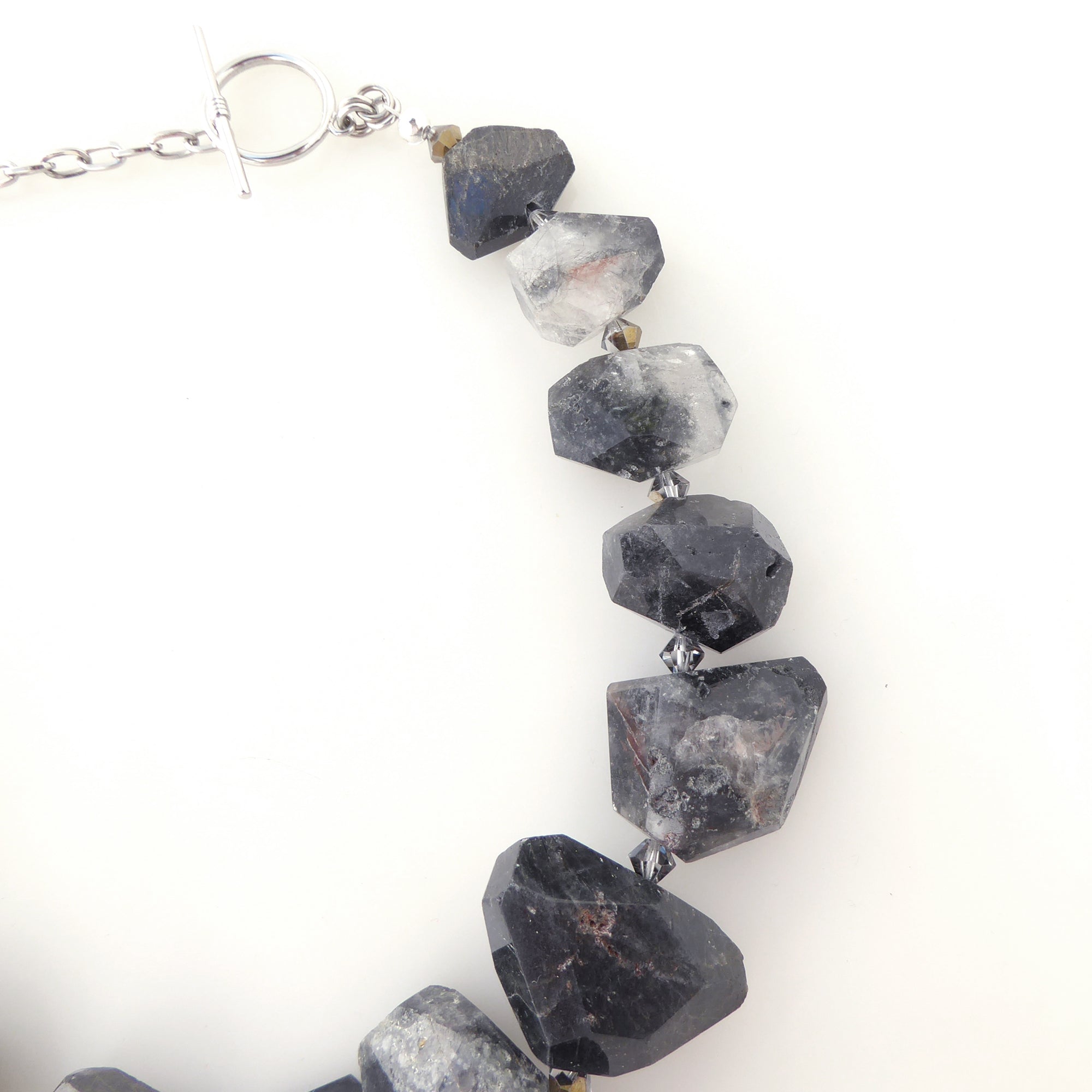 Black tourmalinated quartz collar necklace by Jenny Dayco 6