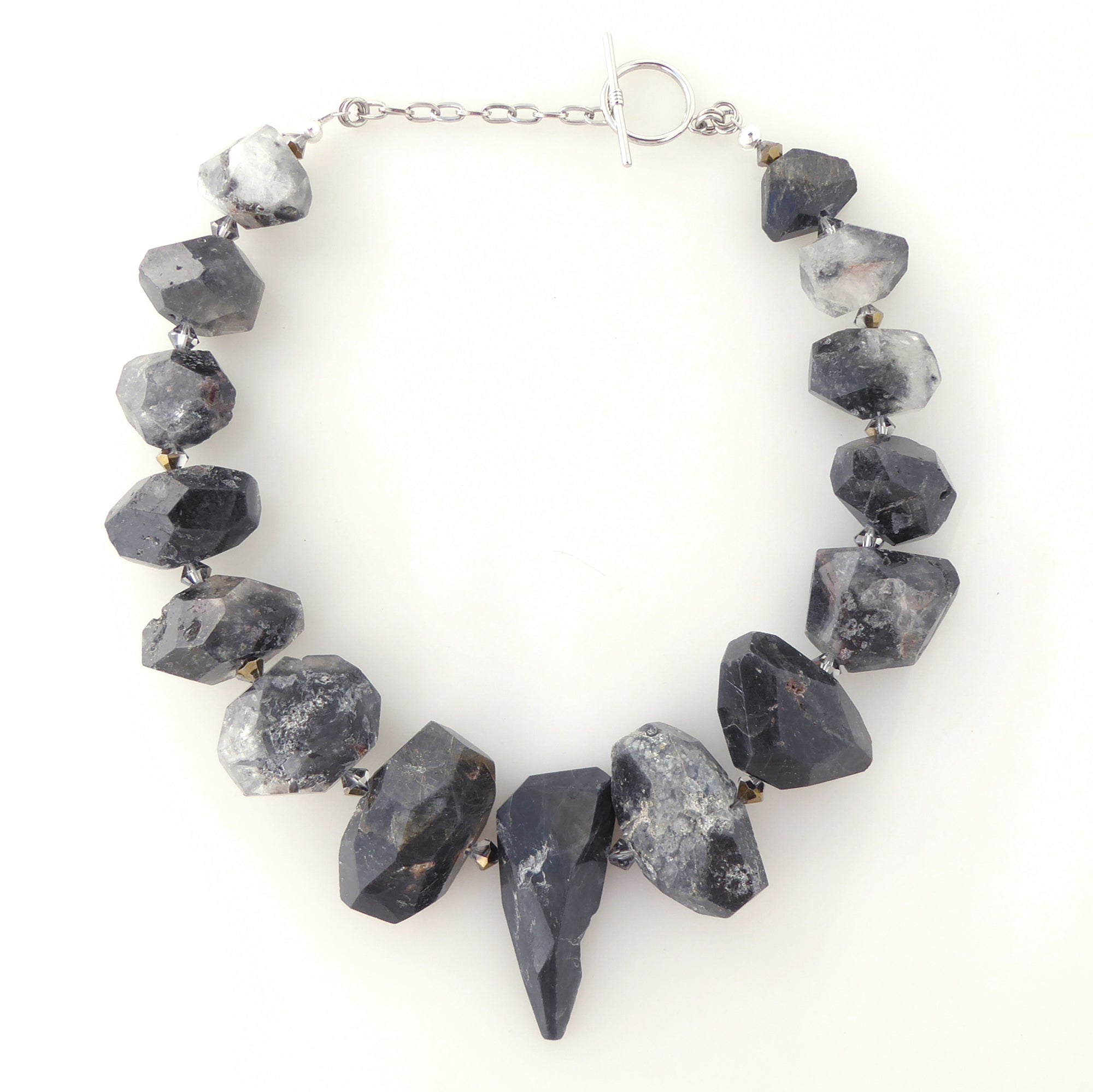 Black tourmalinated quartz collar necklace by Jenny Dayco 7