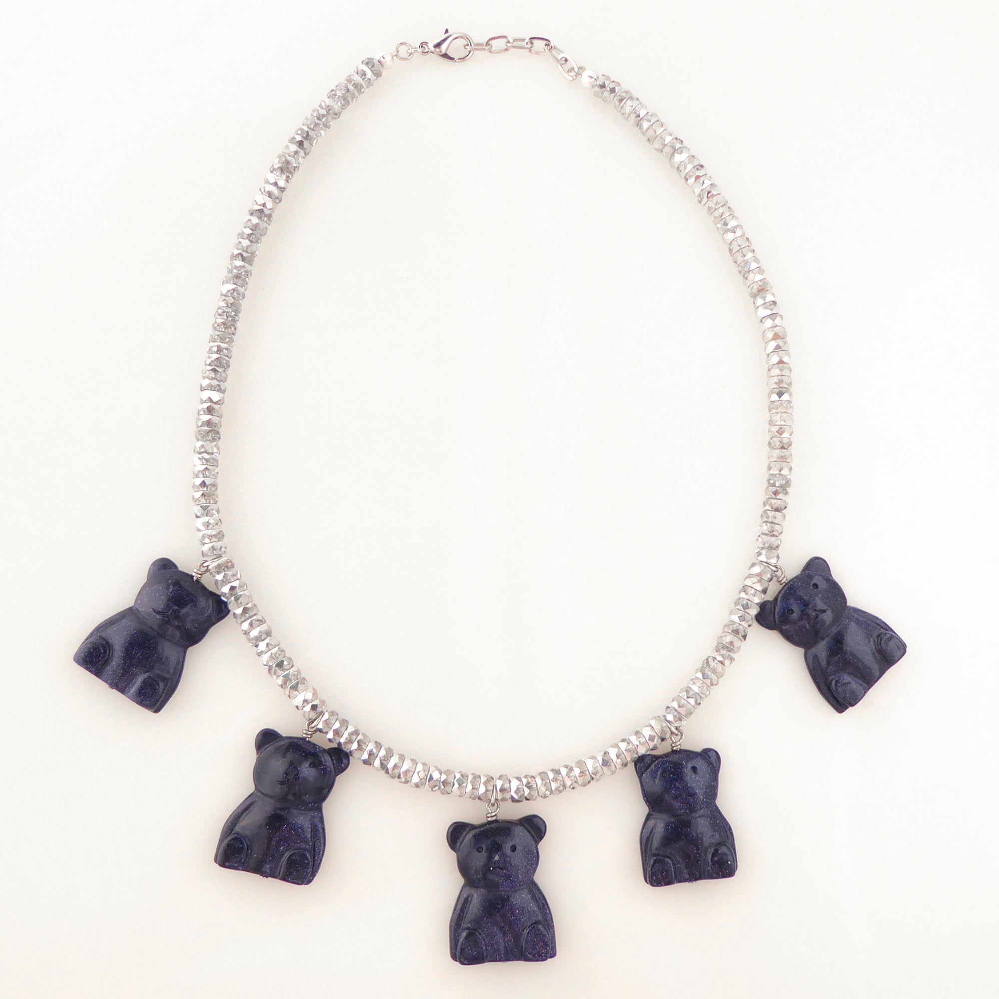 Blue goldstone bear necklace by Jenny Dayco 5