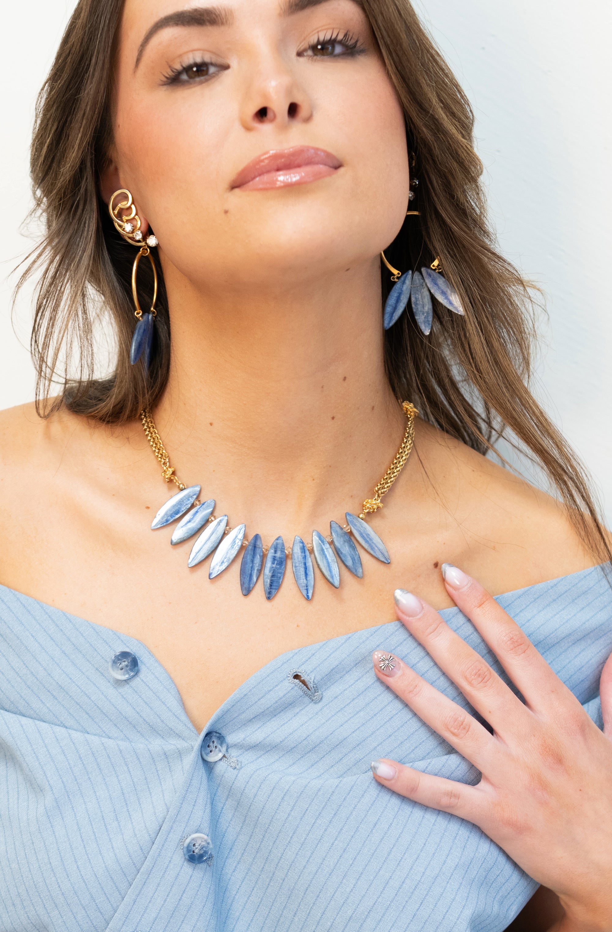 Blue kyanite necklace and earrings by Jenny Dayco 2