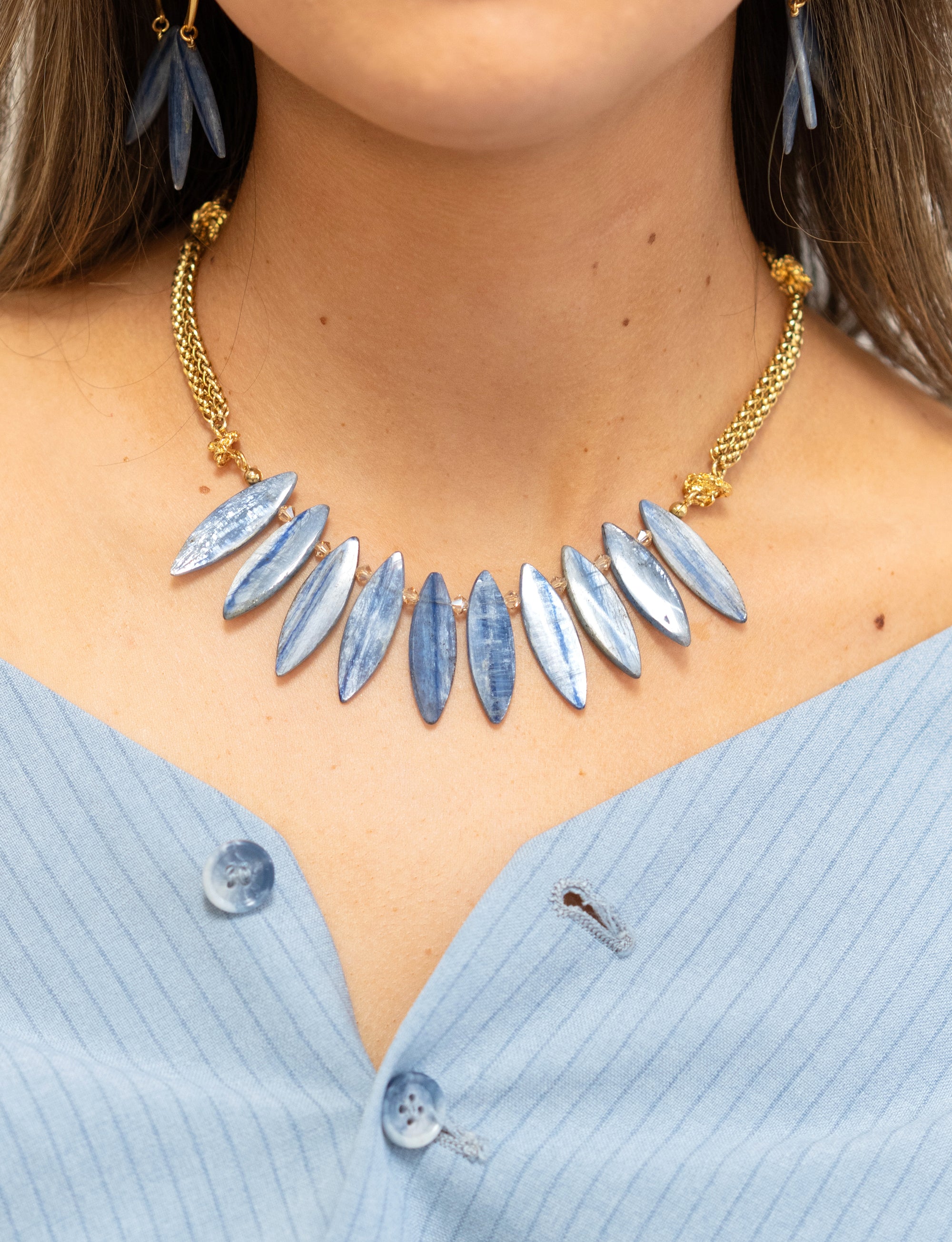 Blue kyanite necklace and earrings by Jenny Dayco 3