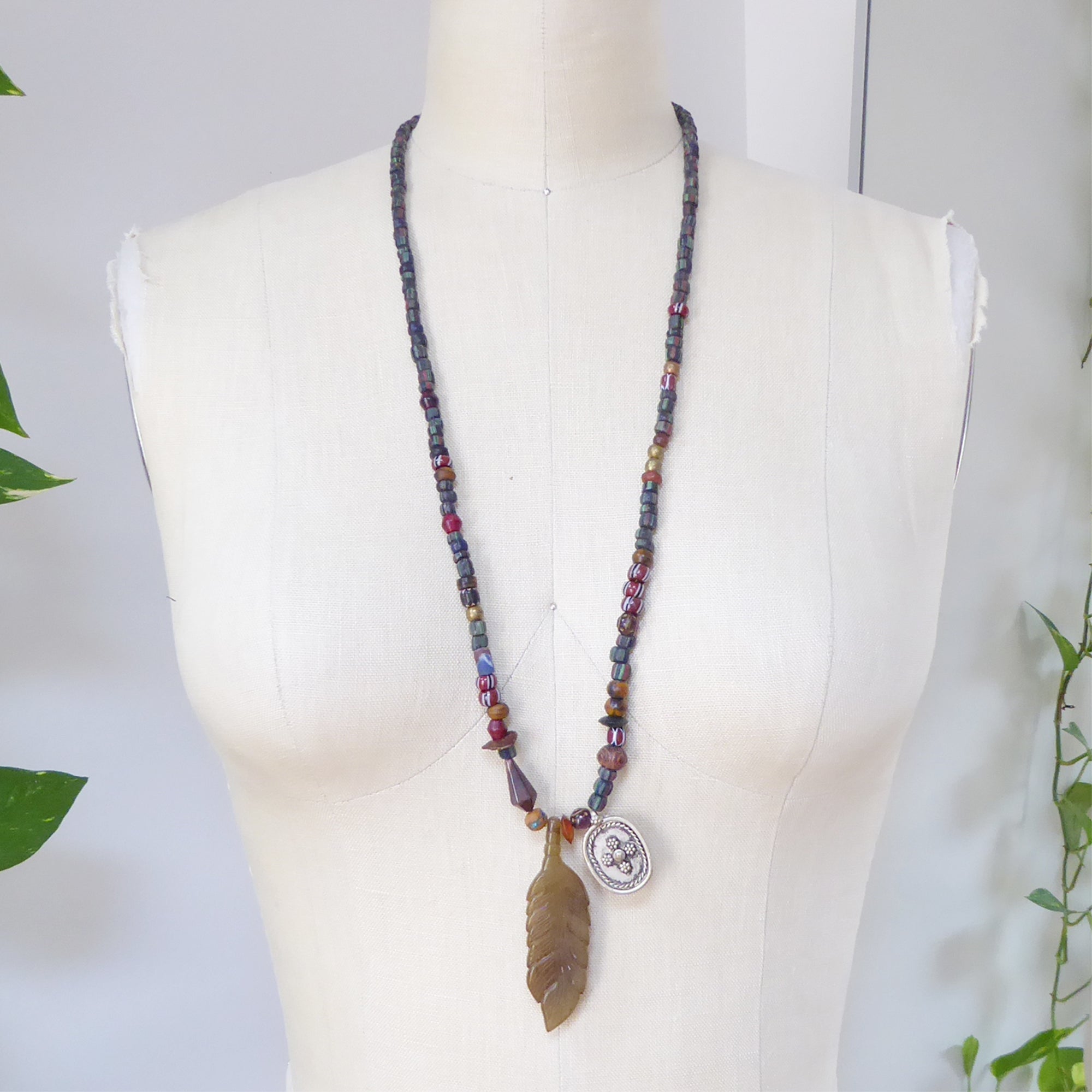 Brown agate feather necklace by Jenny Dayco 8