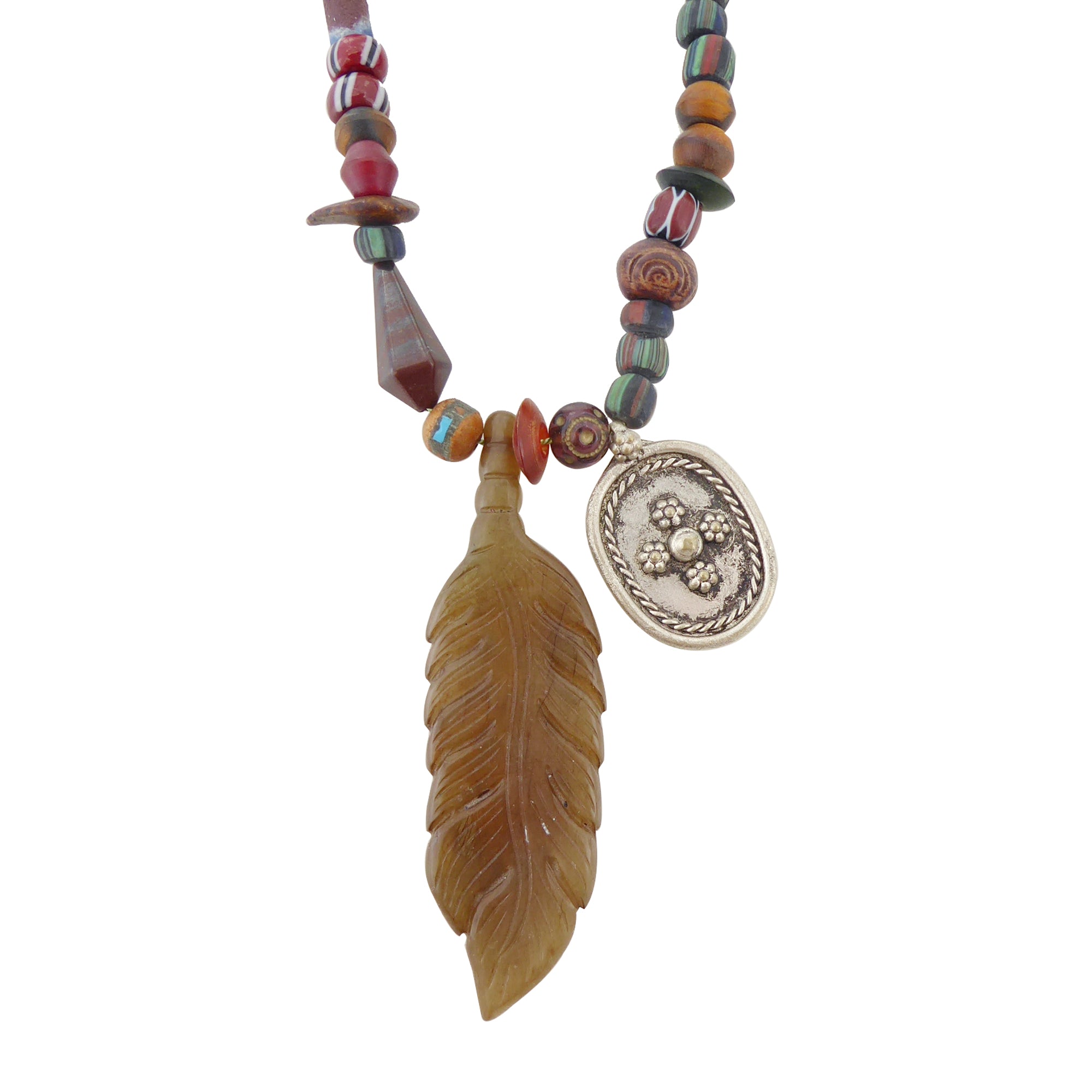 Brown agate feather necklace by Jenny Dayco 1