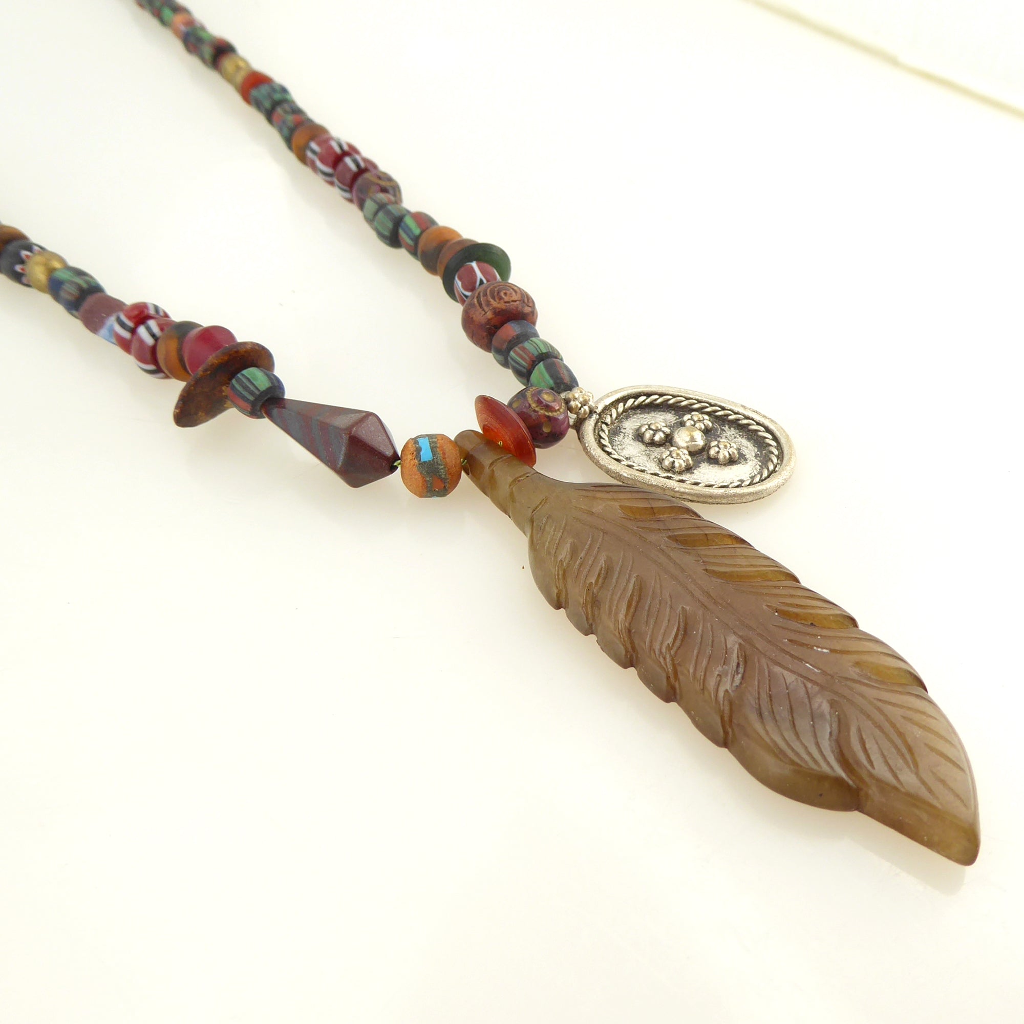 Brown agate feather necklace by Jenny Dayco 2