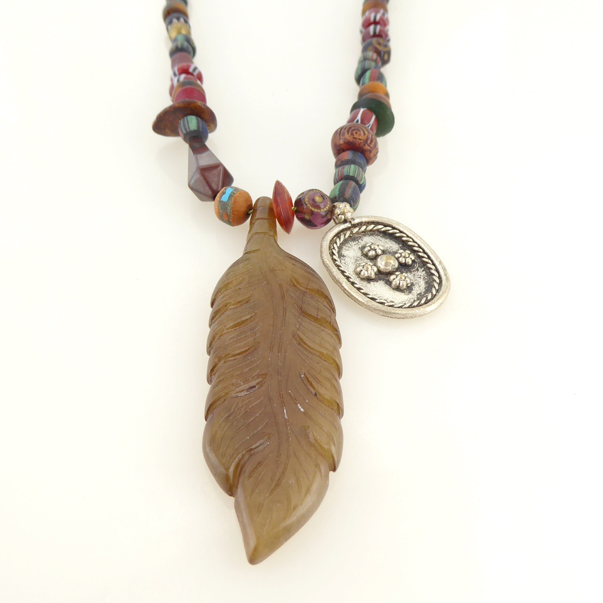 Brown agate feather necklace by Jenny Dayco 3