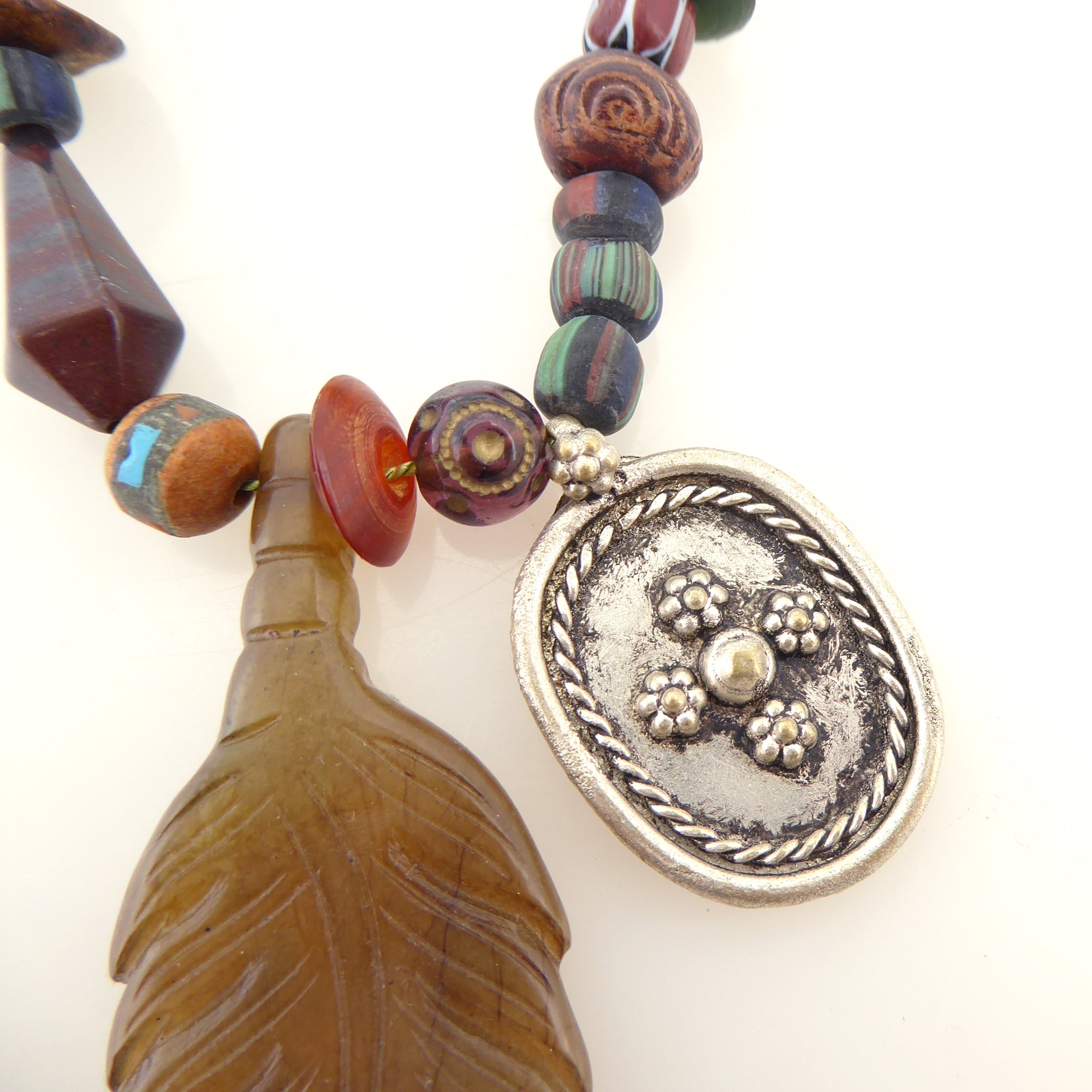 Brown agate feather necklace by Jenny Dayco 4