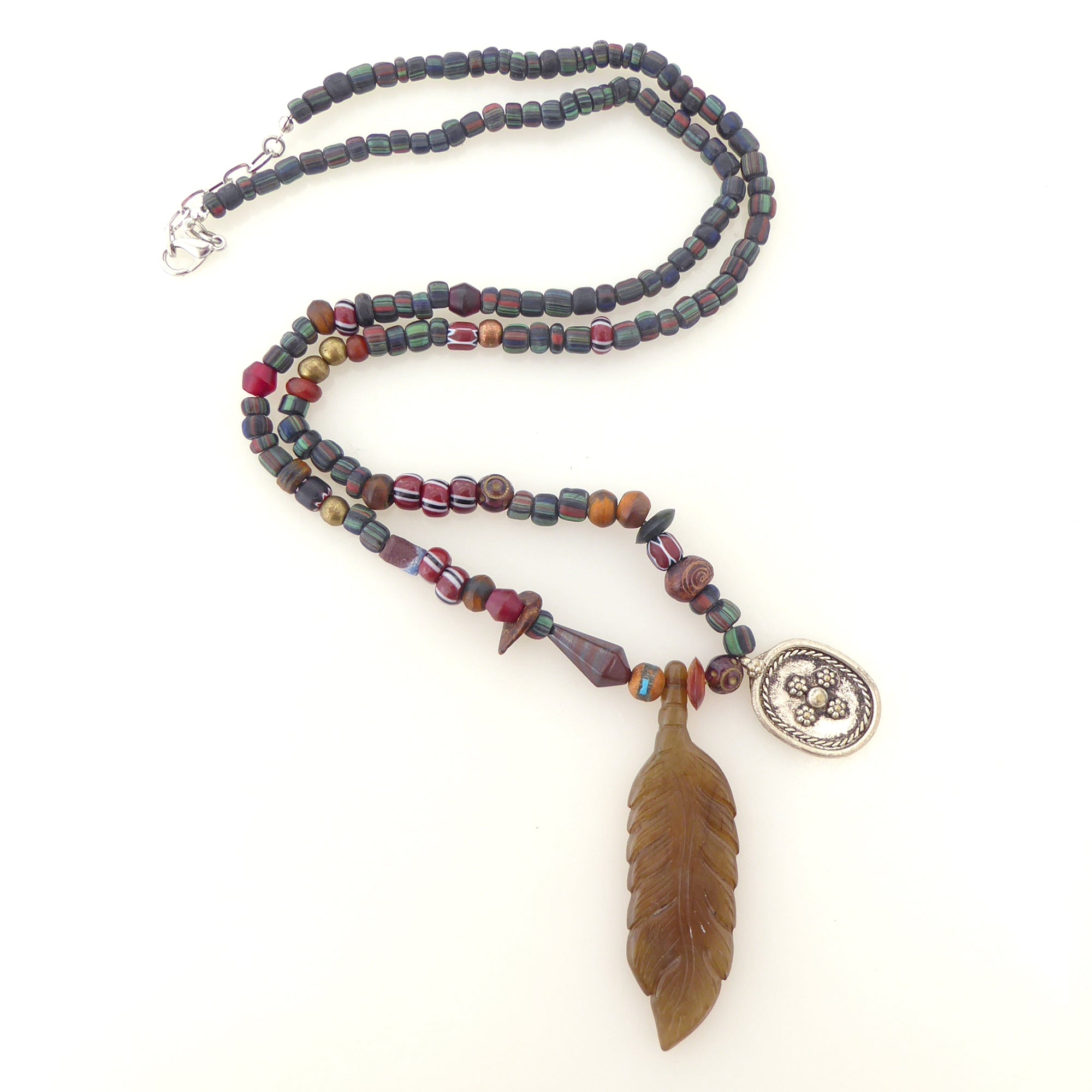 Brown agate feather necklace by Jenny Dayco 6