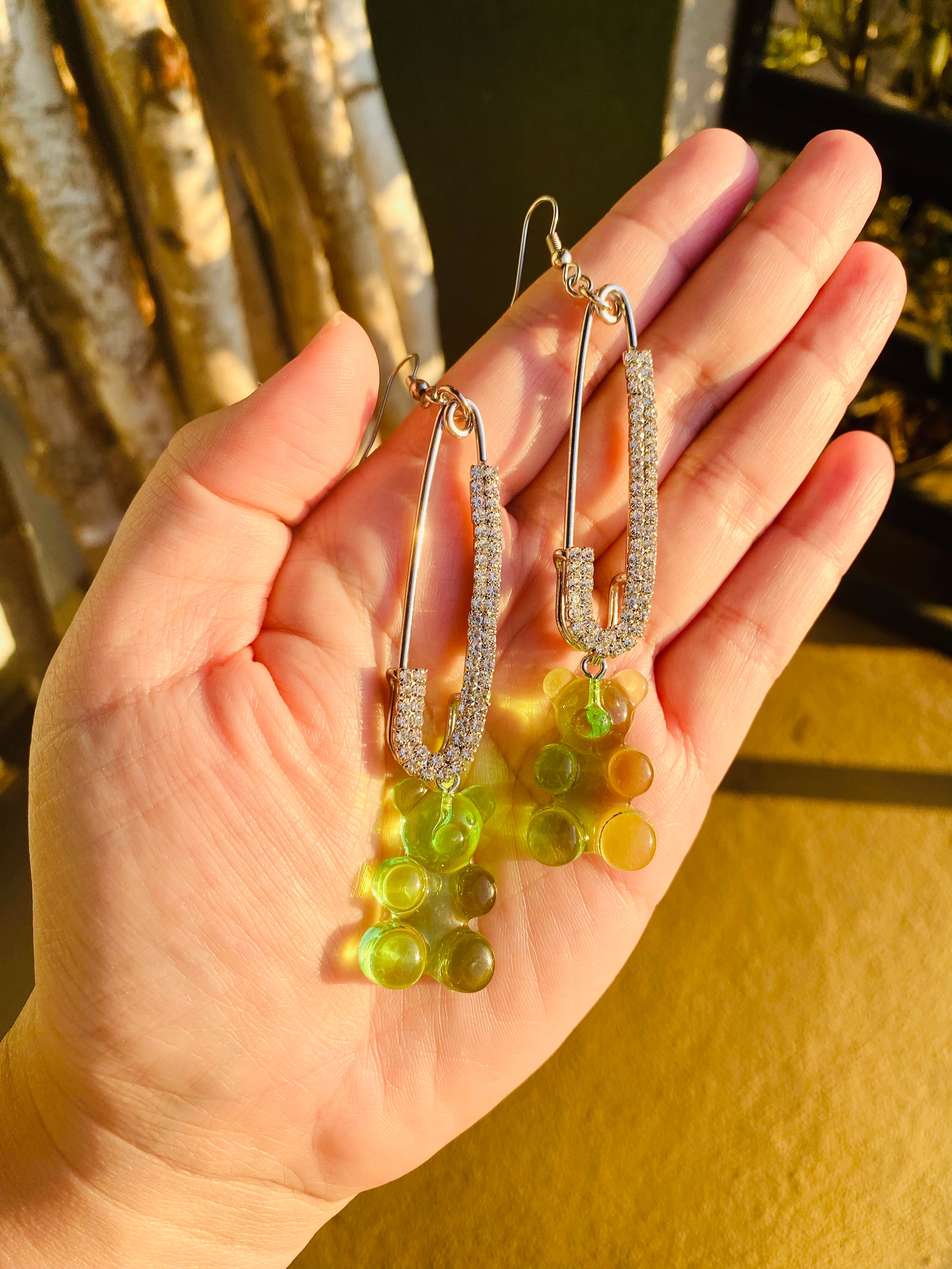 Green gummy bear earrings by Jenny Dayco 5