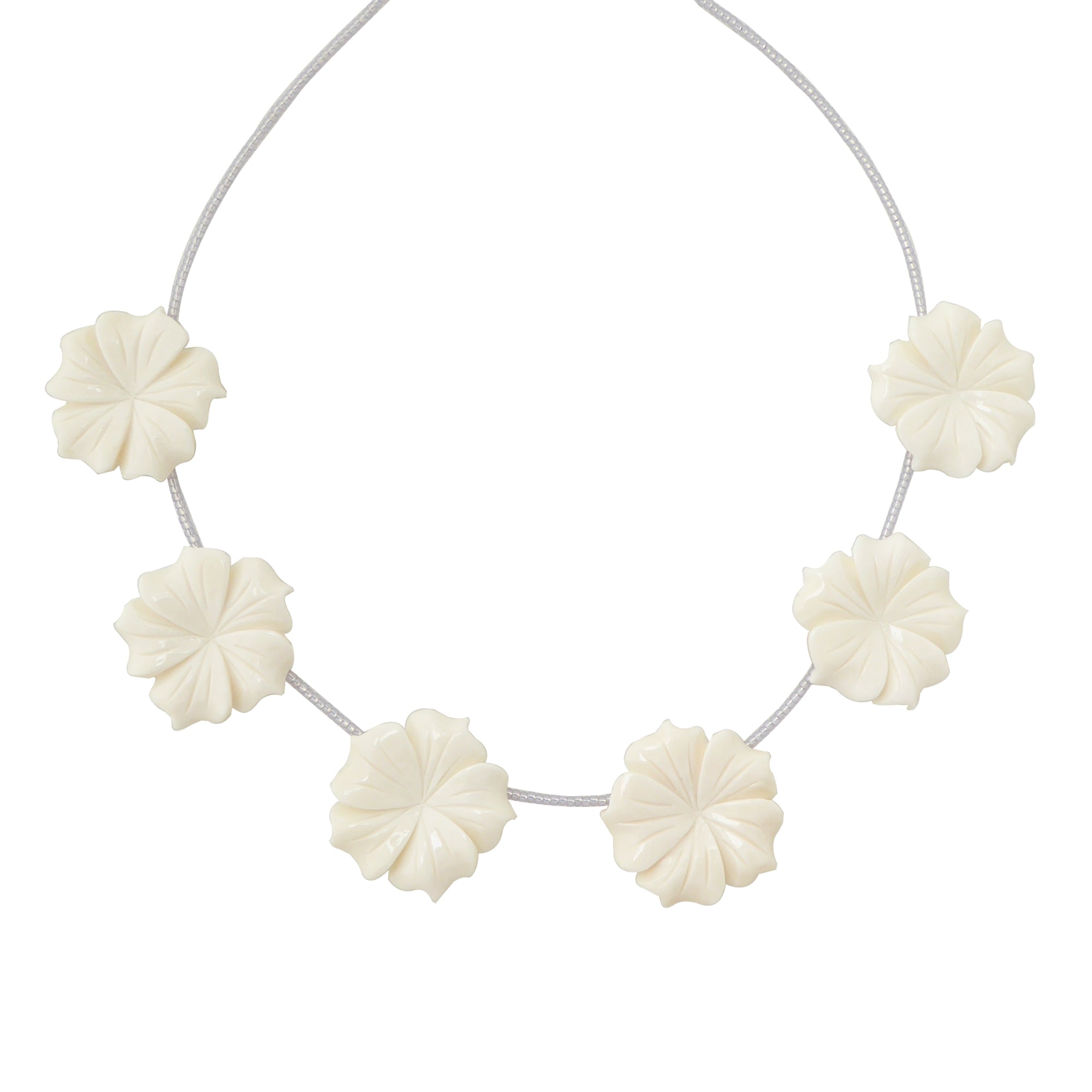 Carved flower beaded necklace by Jenny Dayco 1