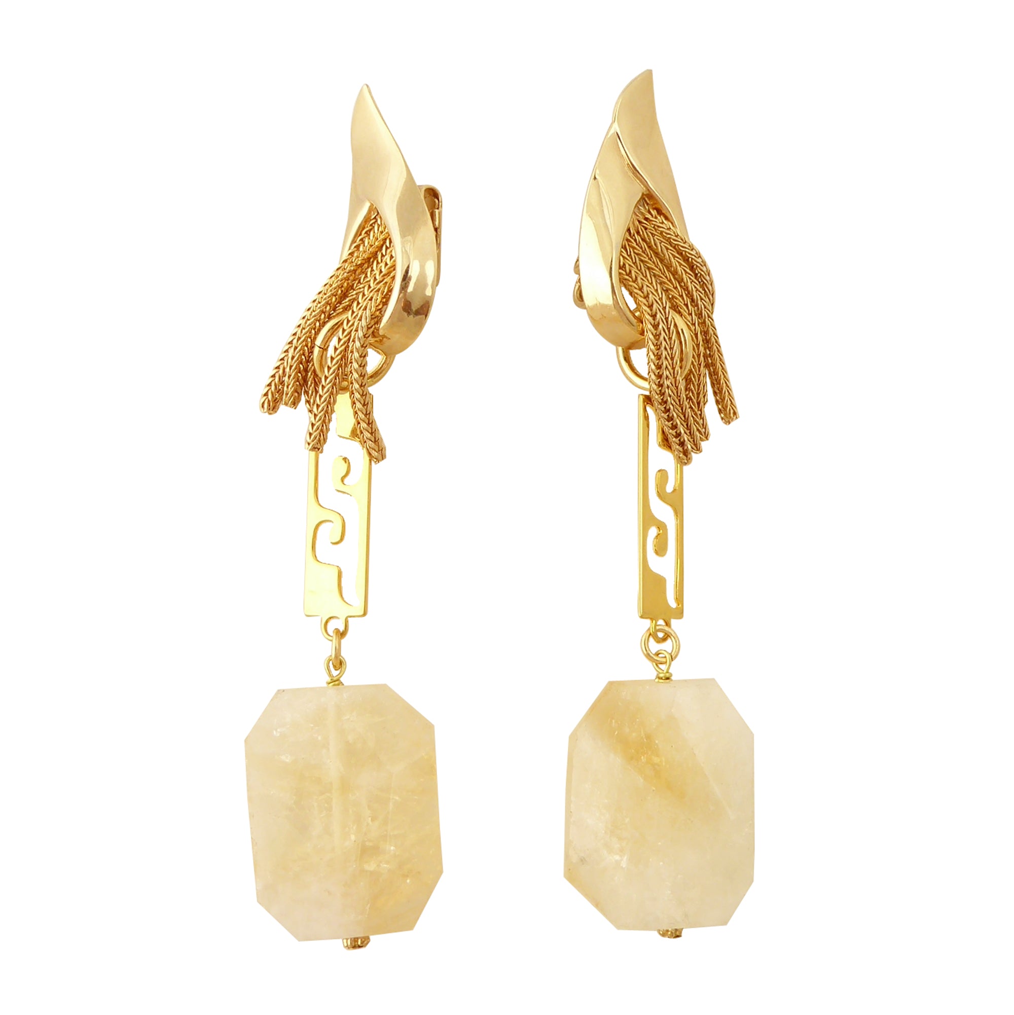 Citrine nugget clip on earrings by Jenny Dayco 1