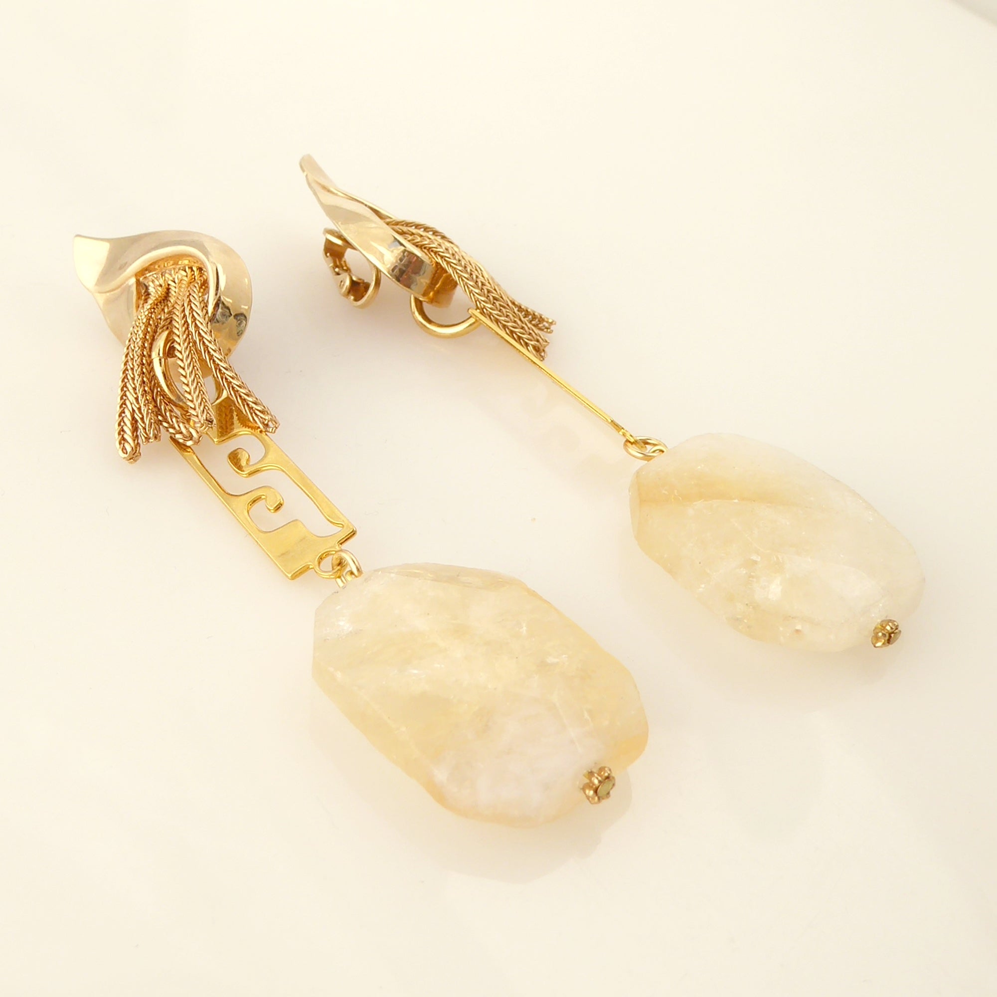 Citrine nugget clip on earrings by Jenny Dayco 2