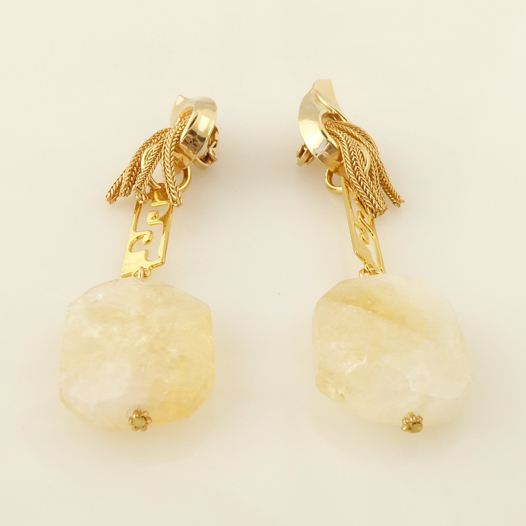 Citrine nugget clip on earrings by Jenny Dayco 3
