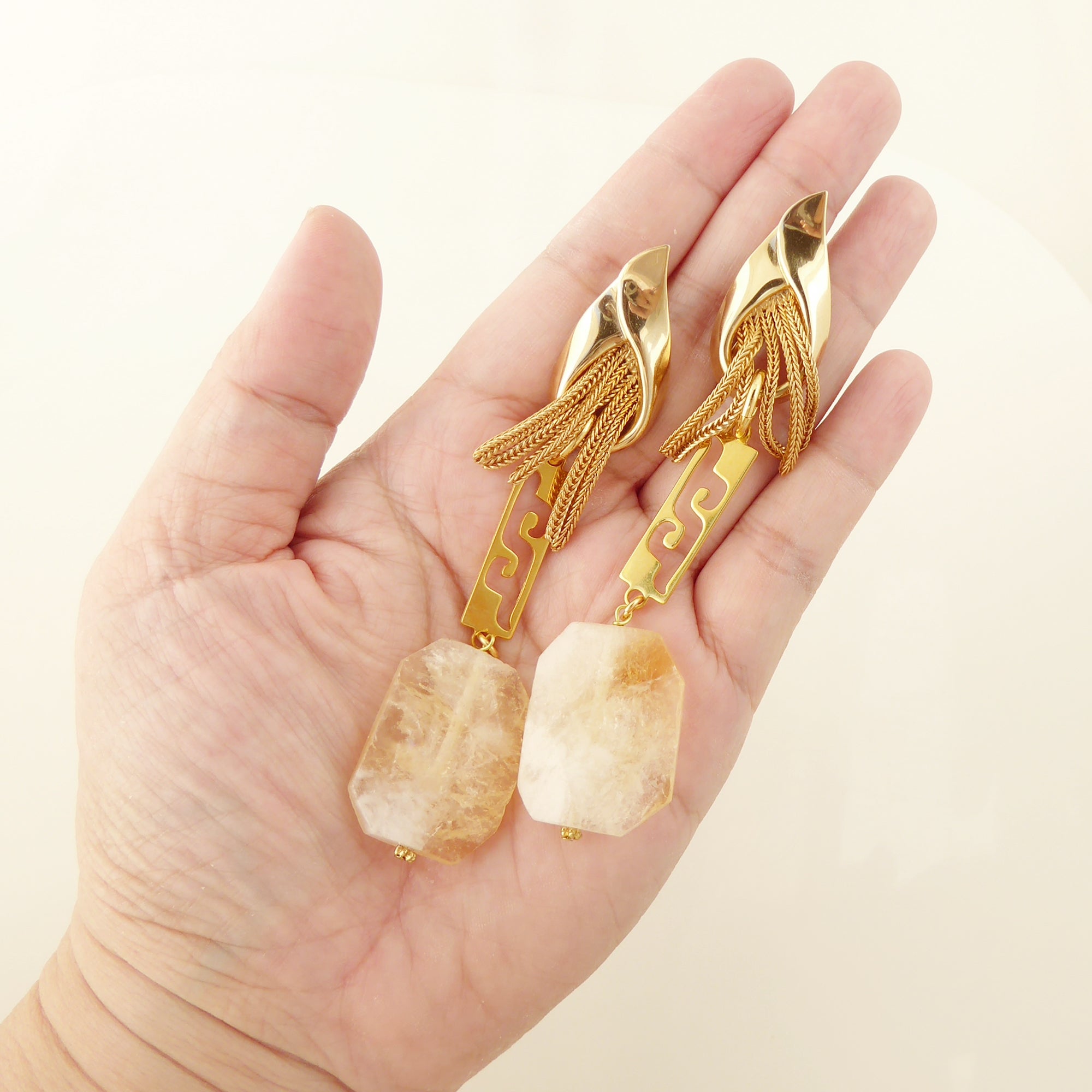 Citrine nugget clip on earrings by Jenny Dayco 7
