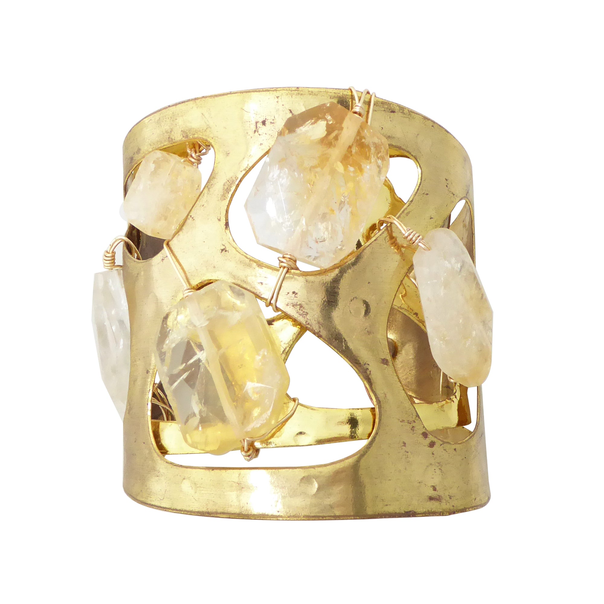 Citrine nugget cutout cuff bracelet by Jenny Dayco 1