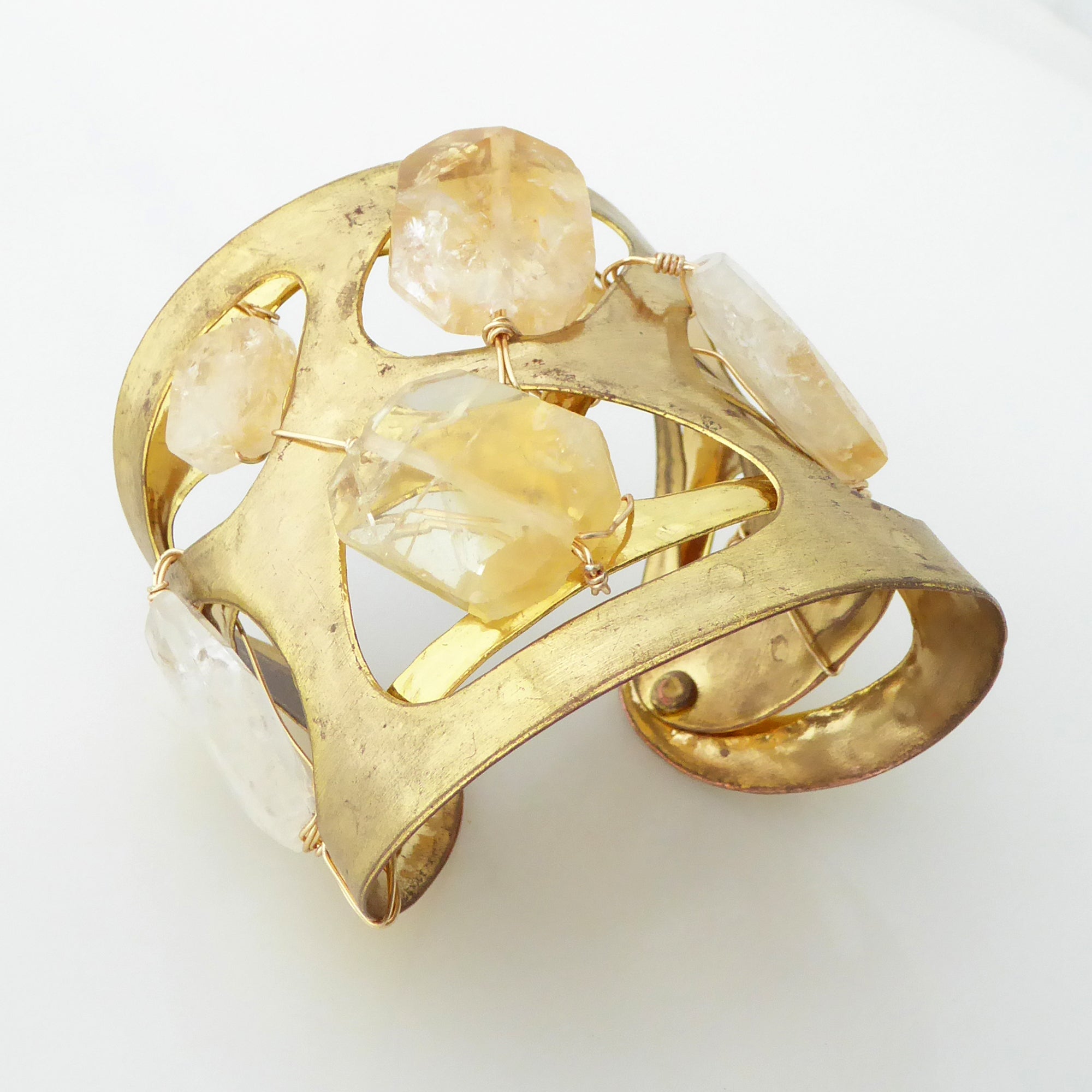 Citrine nugget cutout cuff bracelet by Jenny Dayco 2