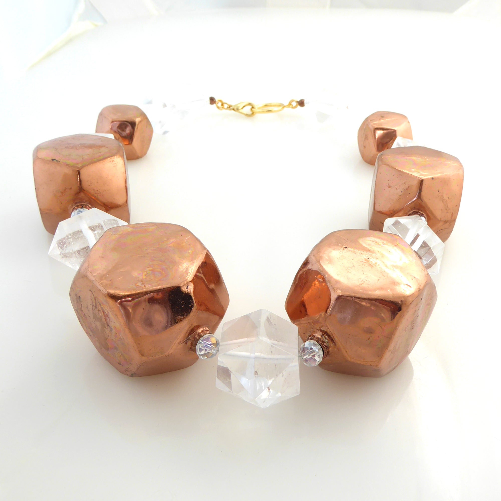 Copper quartz flintstones necklace