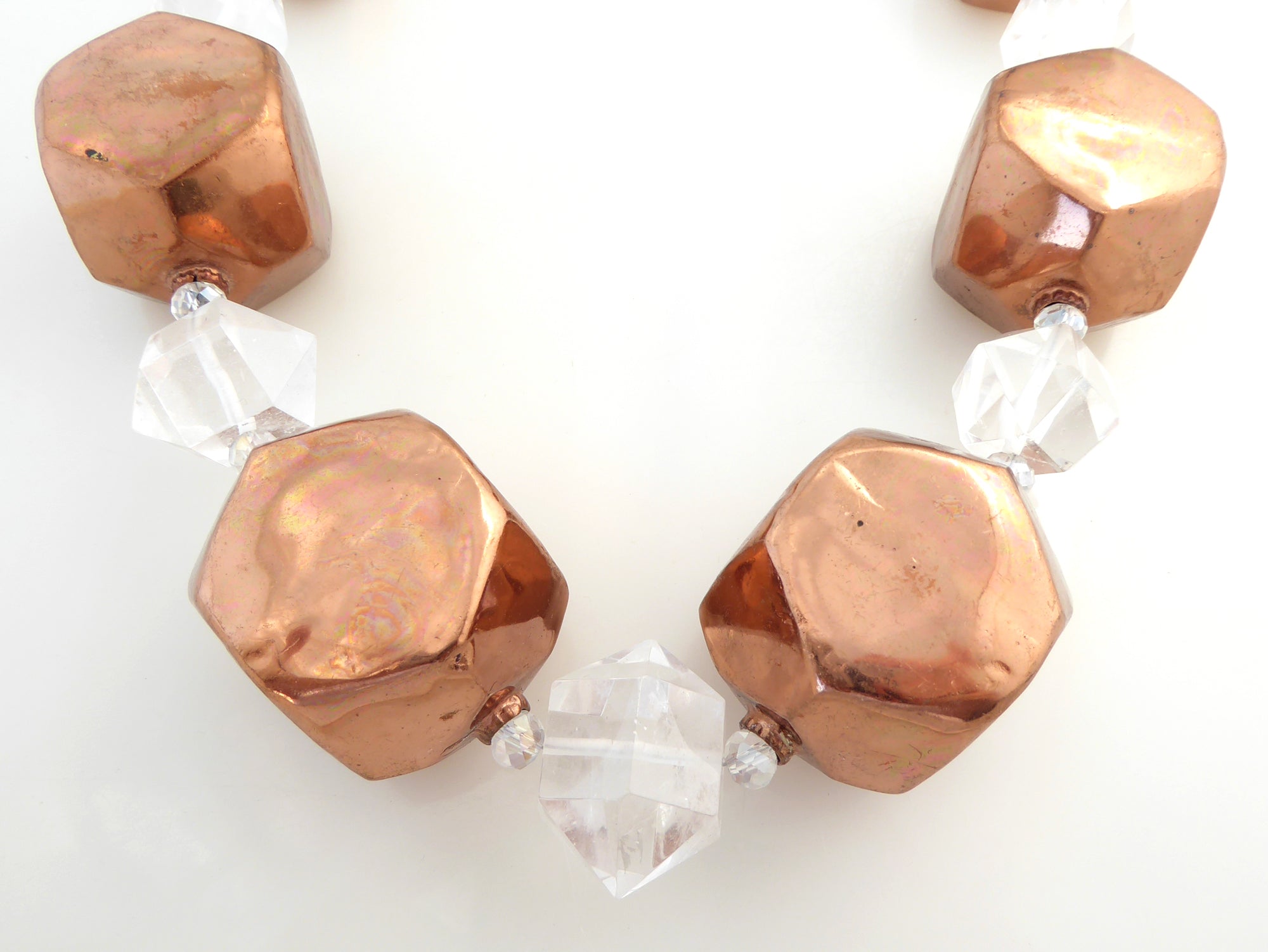 Copper quartz flintstones necklace