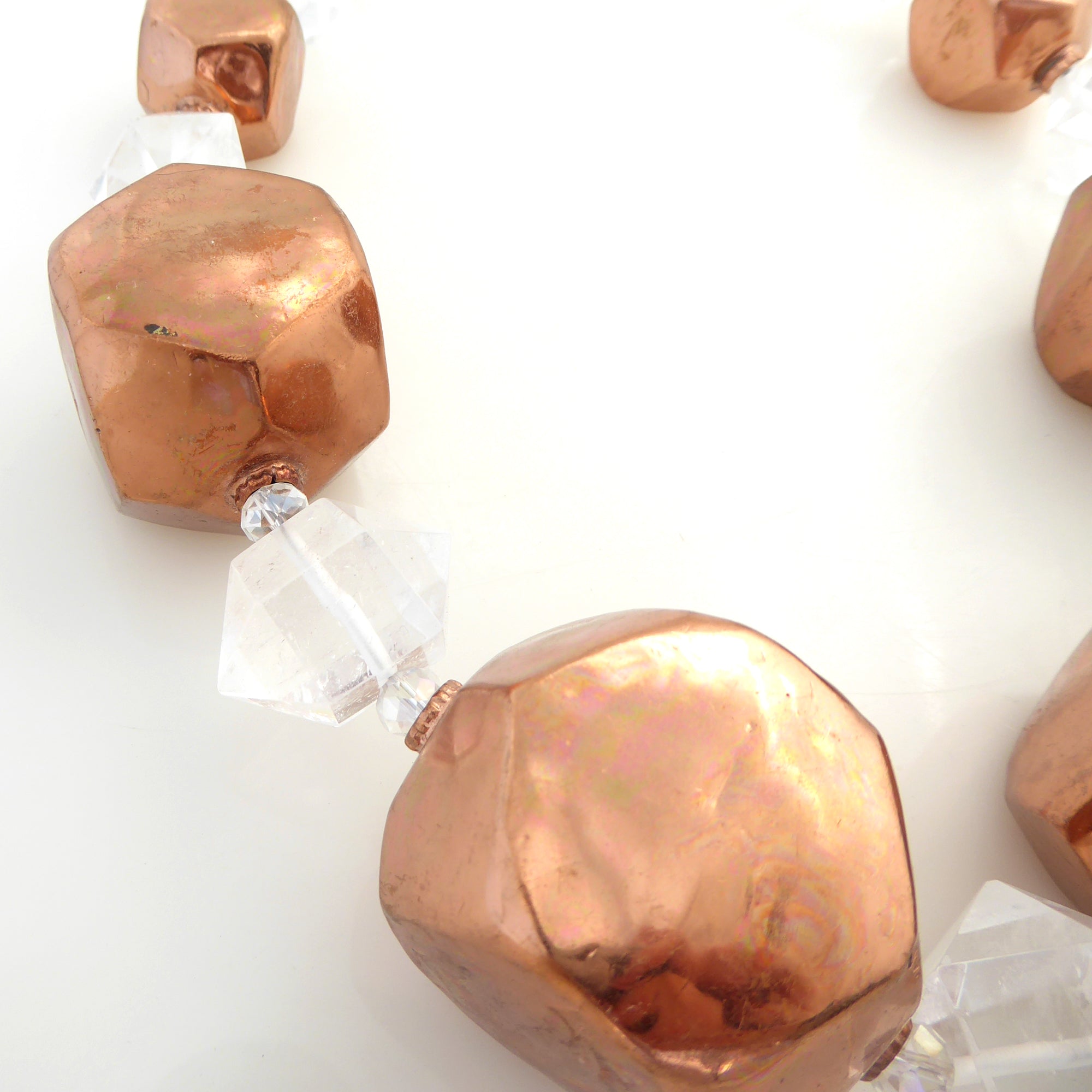 Copper quartz flintstones necklace