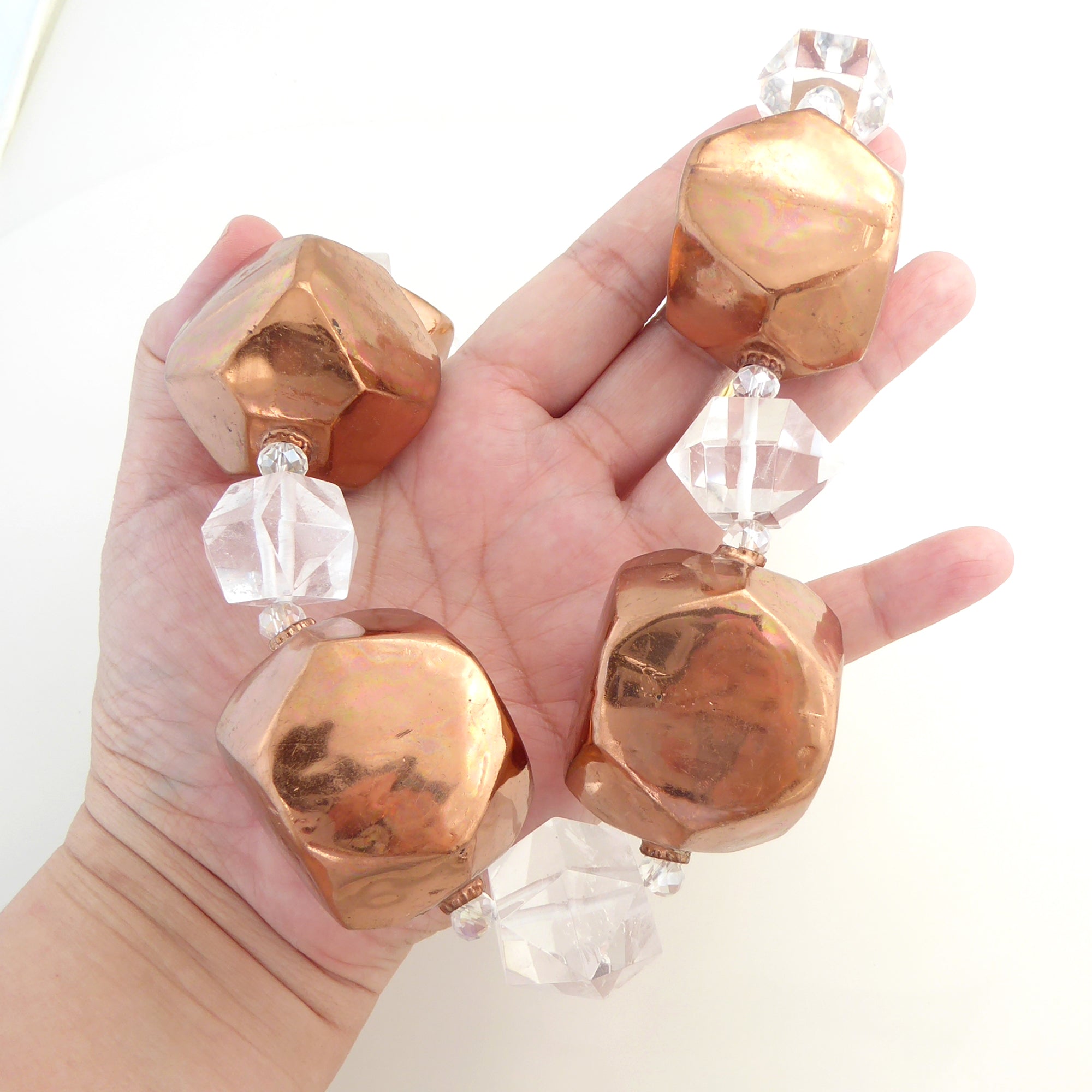 Copper quartz flintstones necklace