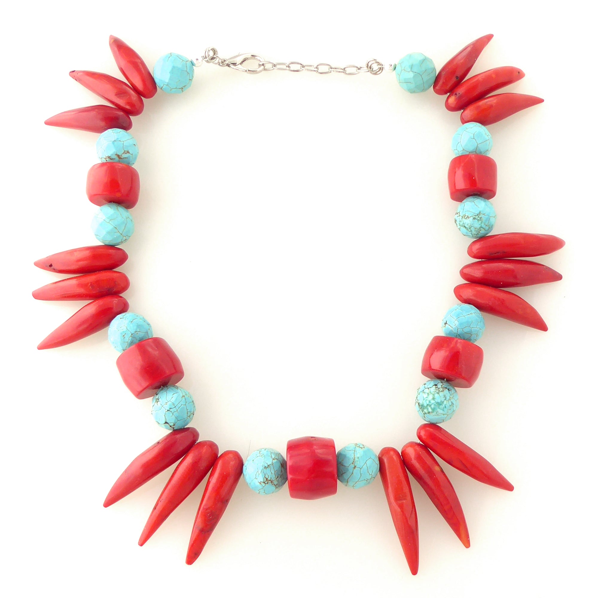 Coral and turquoise howlite collar necklace by Jenny Dayco 7