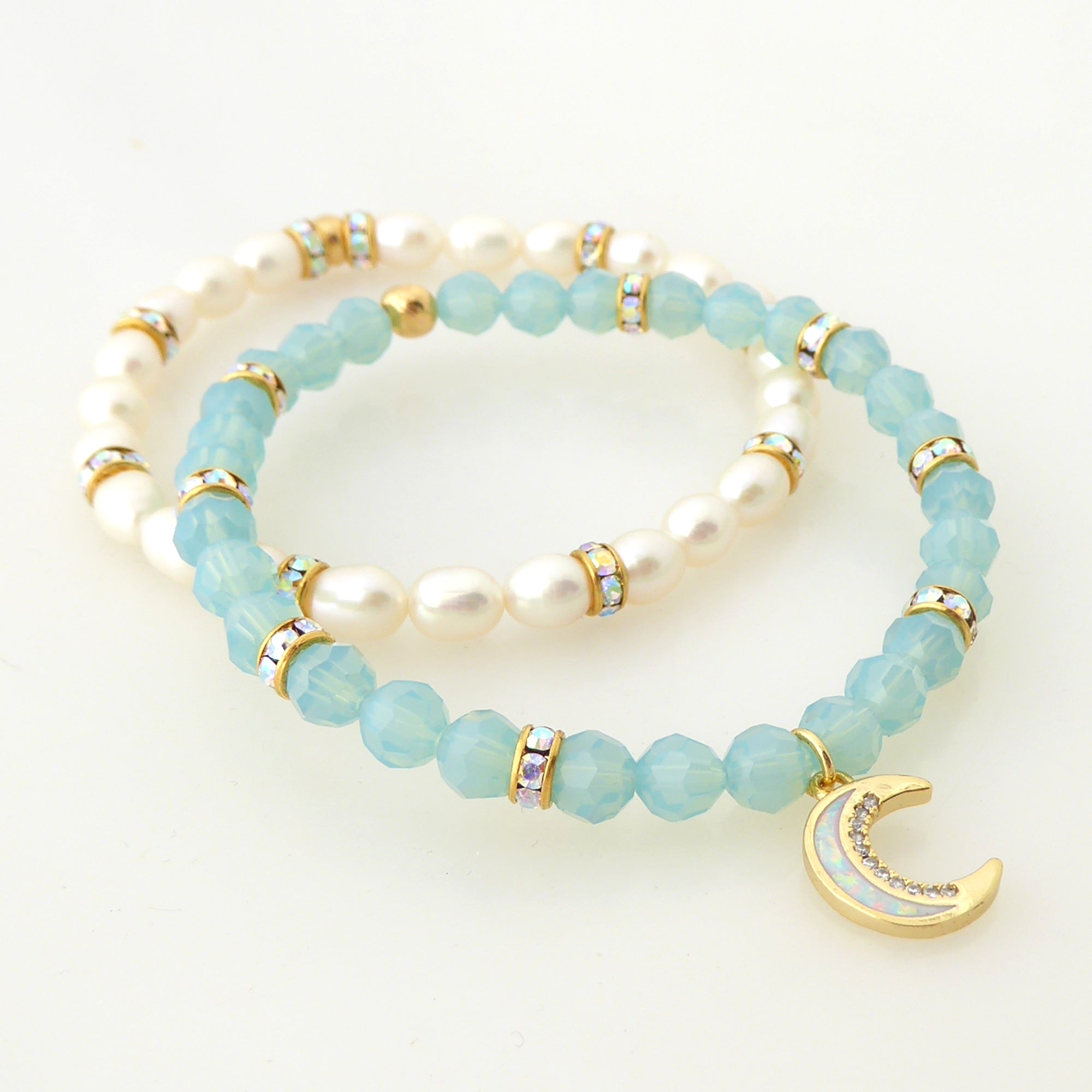 Crescent moon and pearl bracelet set by Jenny Dayco 2