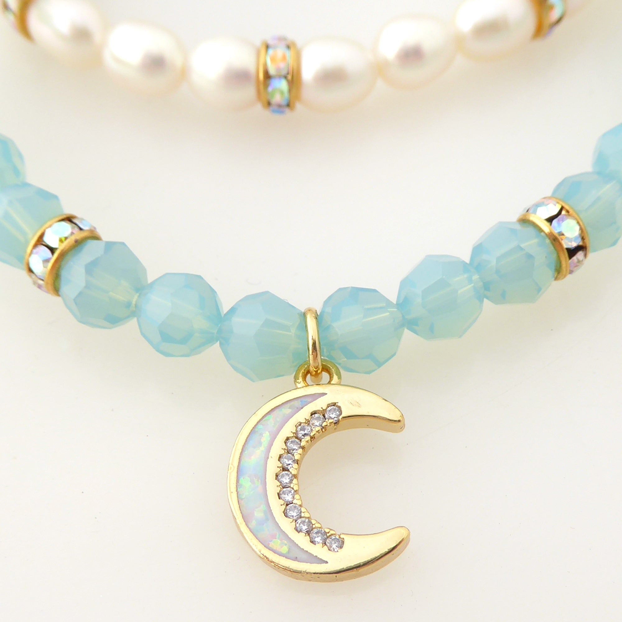 Crescent moon and pearl bracelet set by Jenny Dayco 4