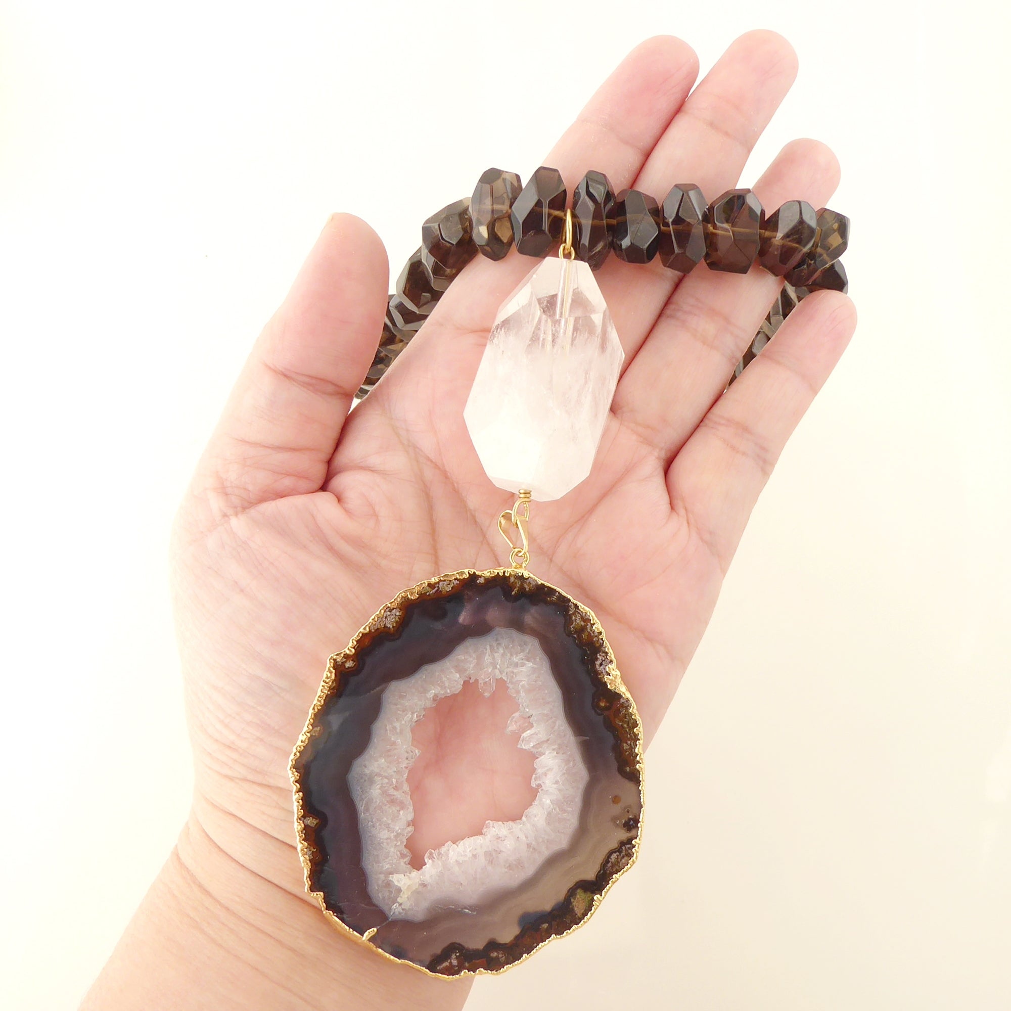 Dark agate slice necklace by Jenny Dayco 7